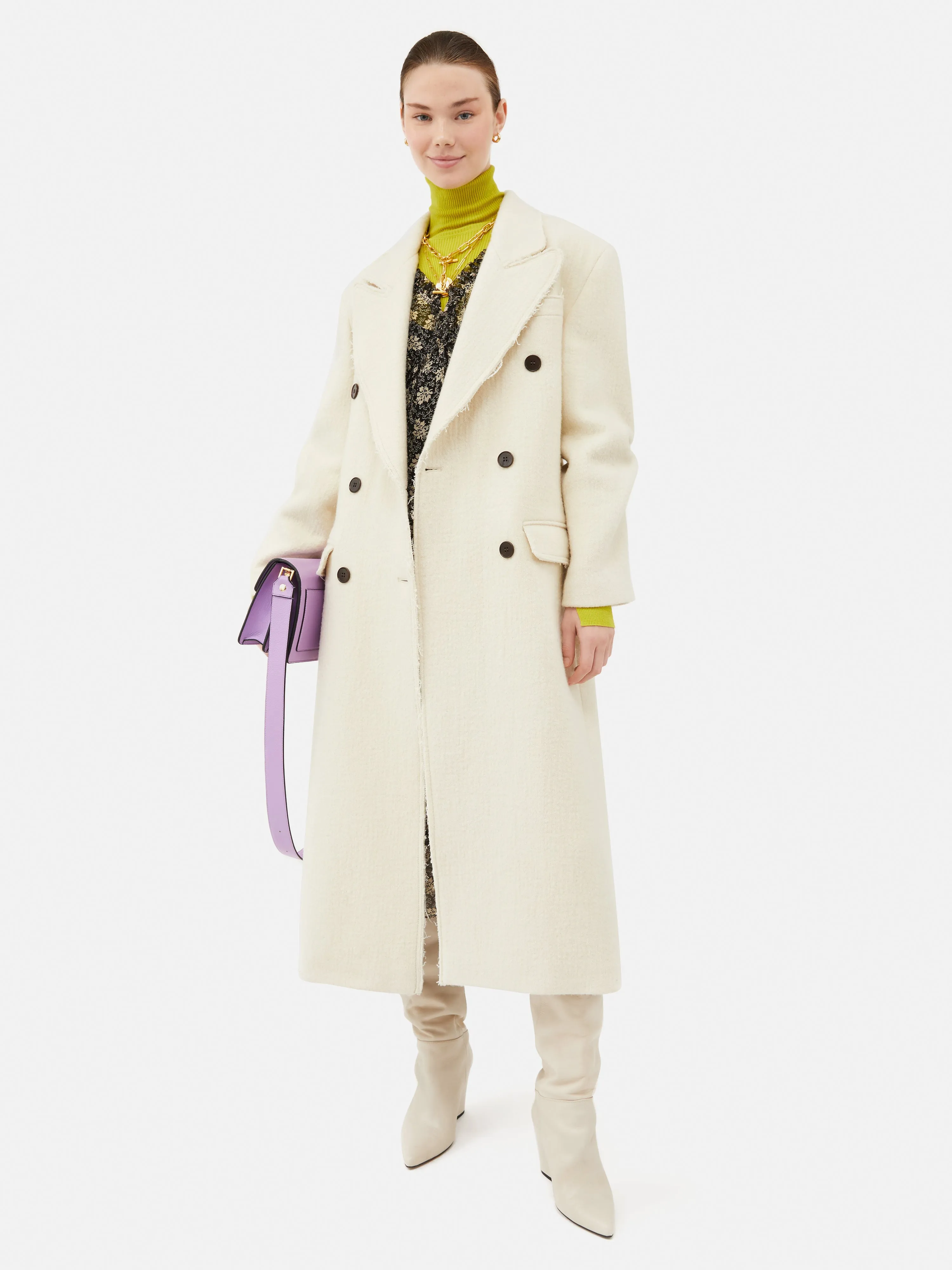 Italian Wool Raw Edge Overcoat | White sold by Jigsaw product image thumbnail 2