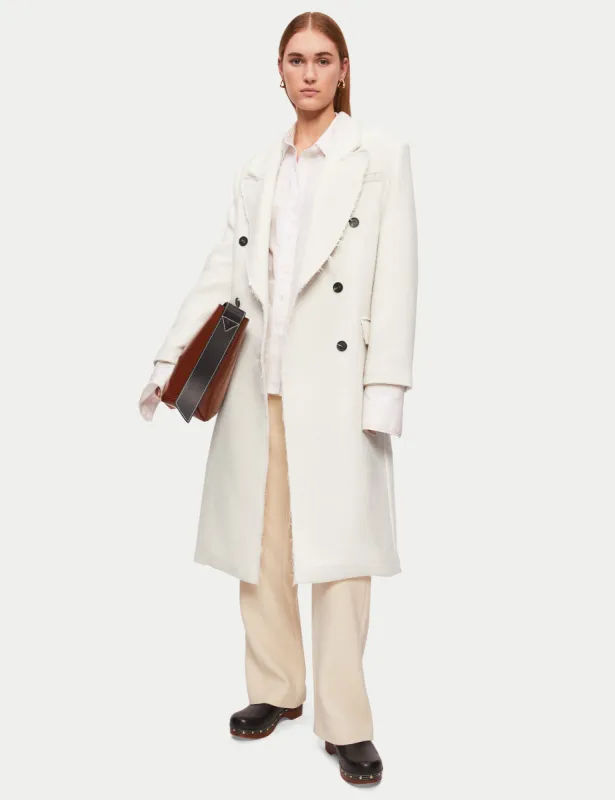 Italian Wool Raw Edge Overcoat | White sold by Jigsaw