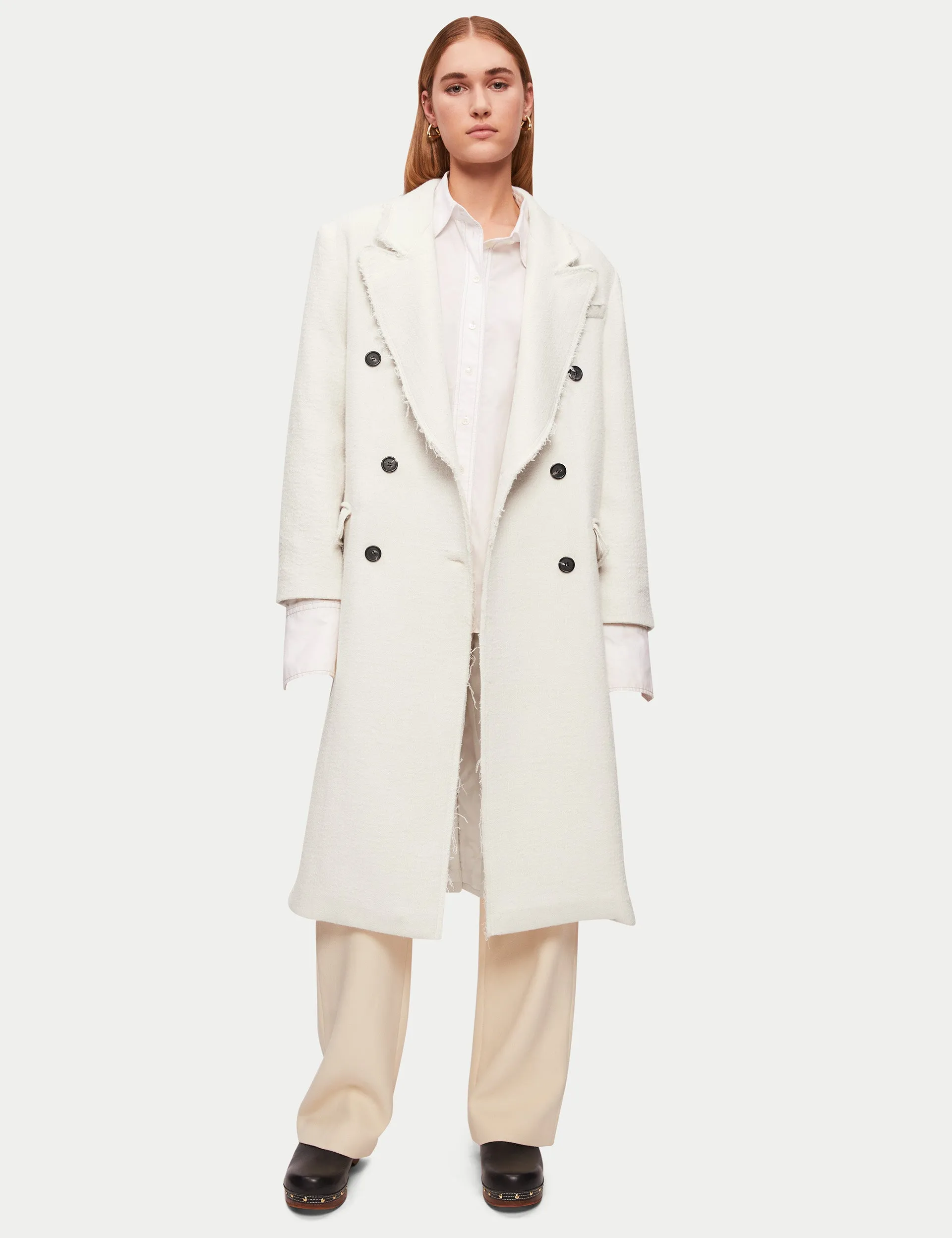Italian Wool Raw Edge Overcoat | White sold by Jigsaw product image thumbnail 3