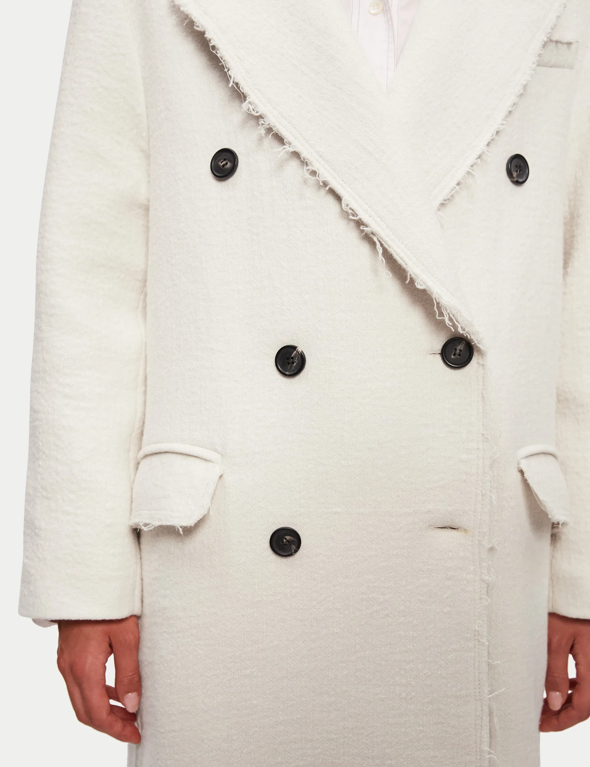 Italian Wool Raw Edge Overcoat | White sold by Jigsaw product image thumbnail 4