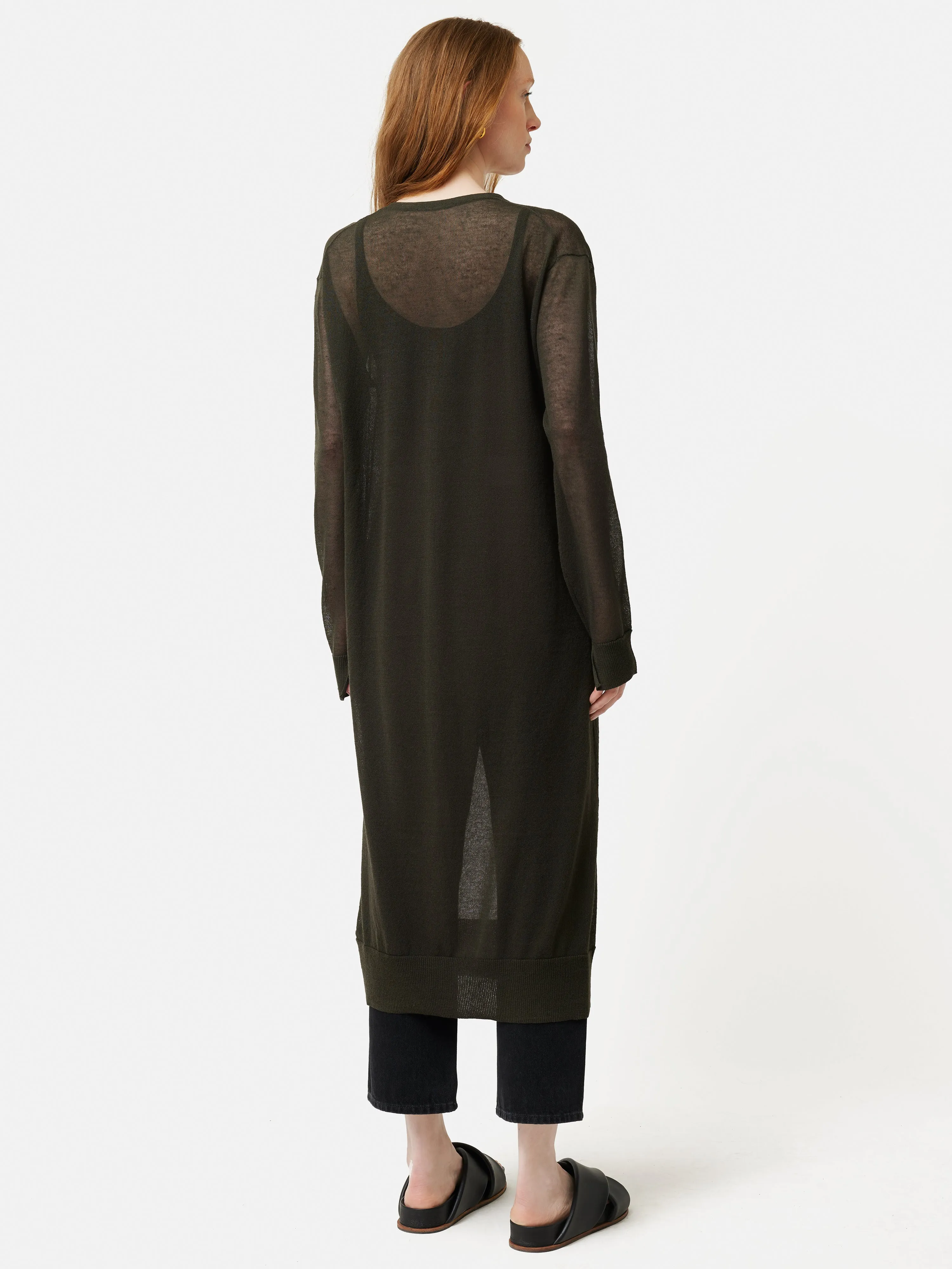 Sheer Long Cardigan | Dark Green sold by Jigsaw product image thumbnail 5