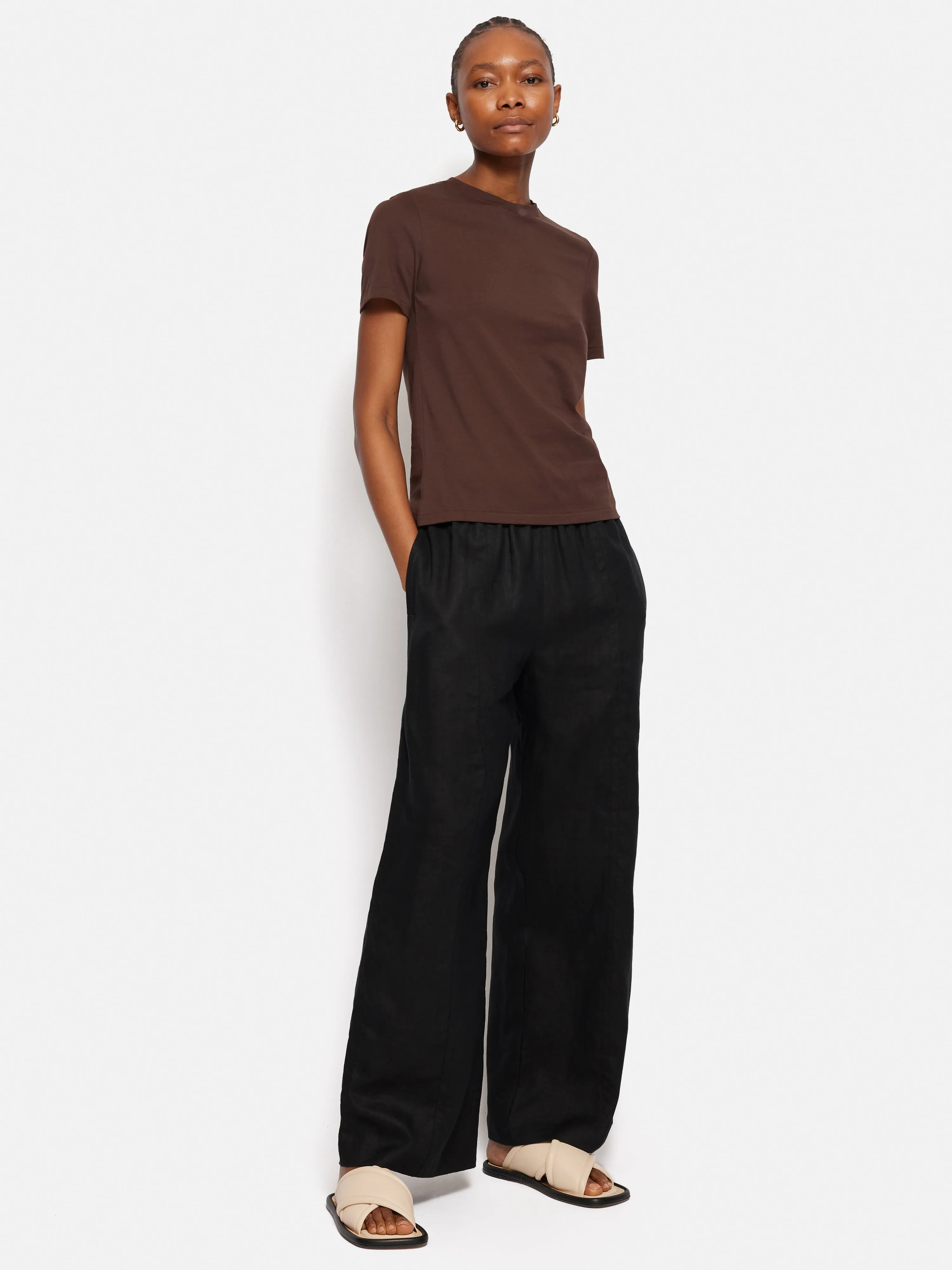 Linen Wide Leg Trouser | Black sold by Jigsaw product image thumbnail 3