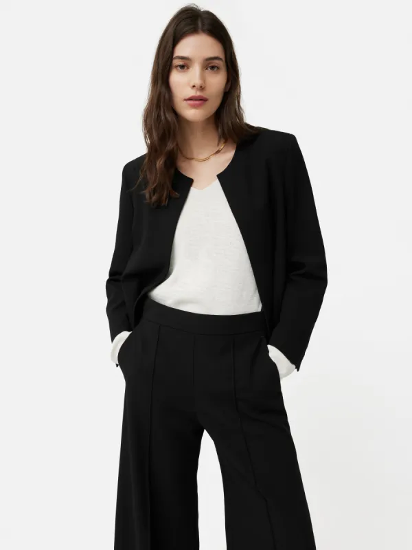 Italian Modern Crepe Short Jacket | Black sold by Jigsaw