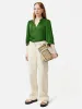 Cecily Satin Drape Top | Green sold by Jigsaw