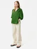 Cecily Satin Drape Top | Green sold by Jigsaw