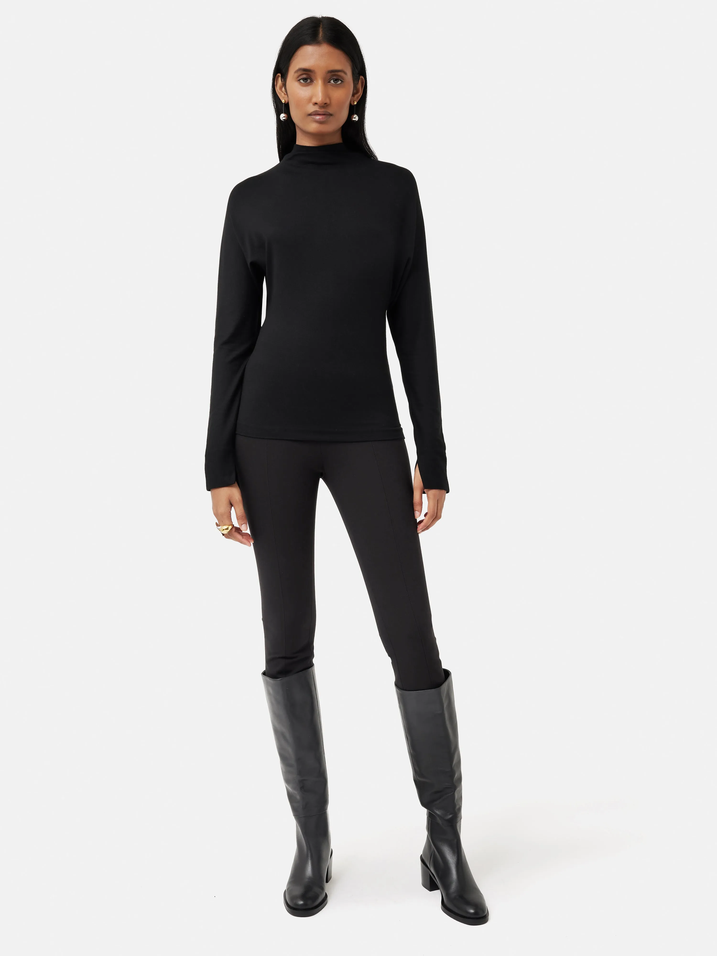Batwing Cowl Neck Top | Black sold by Jigsaw product image thumbnail 5