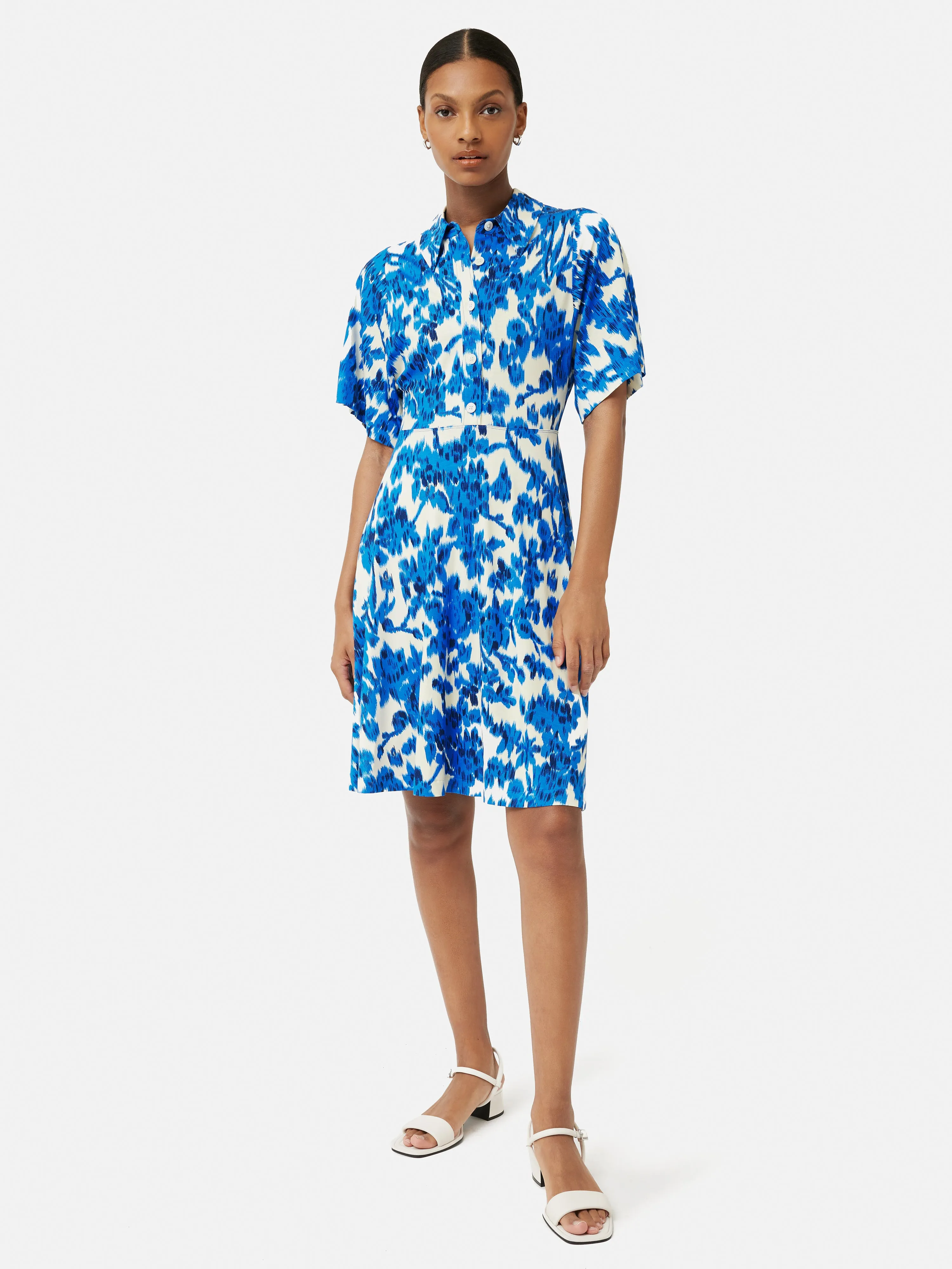 Ikat Posy Jersey Shirt Dress | Blue sold by Jigsaw