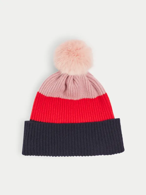 Colour Block Lambswool Pom Hat | Multi sold by Jigsaw