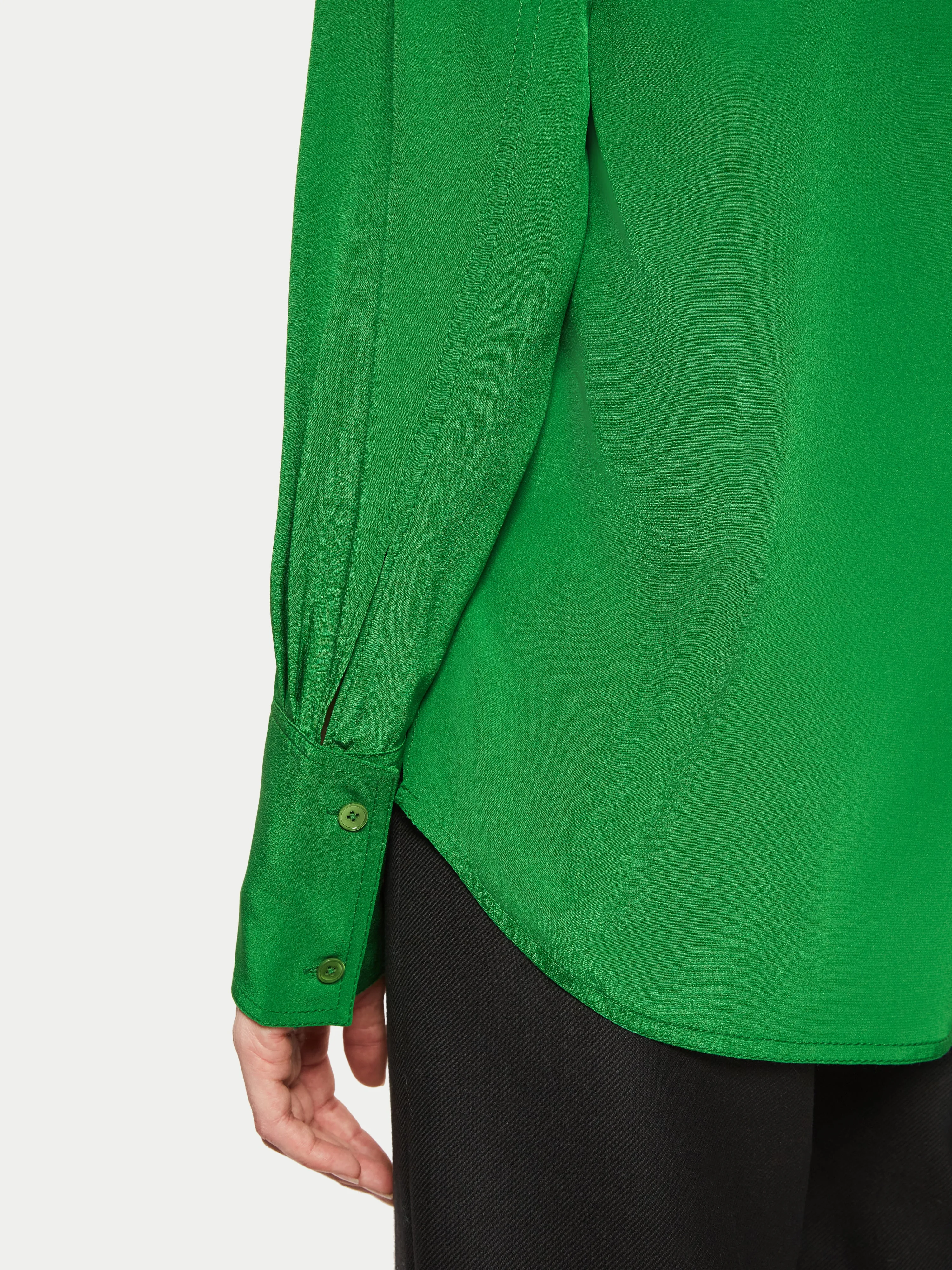 Deep Cuff Silk Long Sleeve Shirt | Green sold by Jigsaw product image thumbnail 4