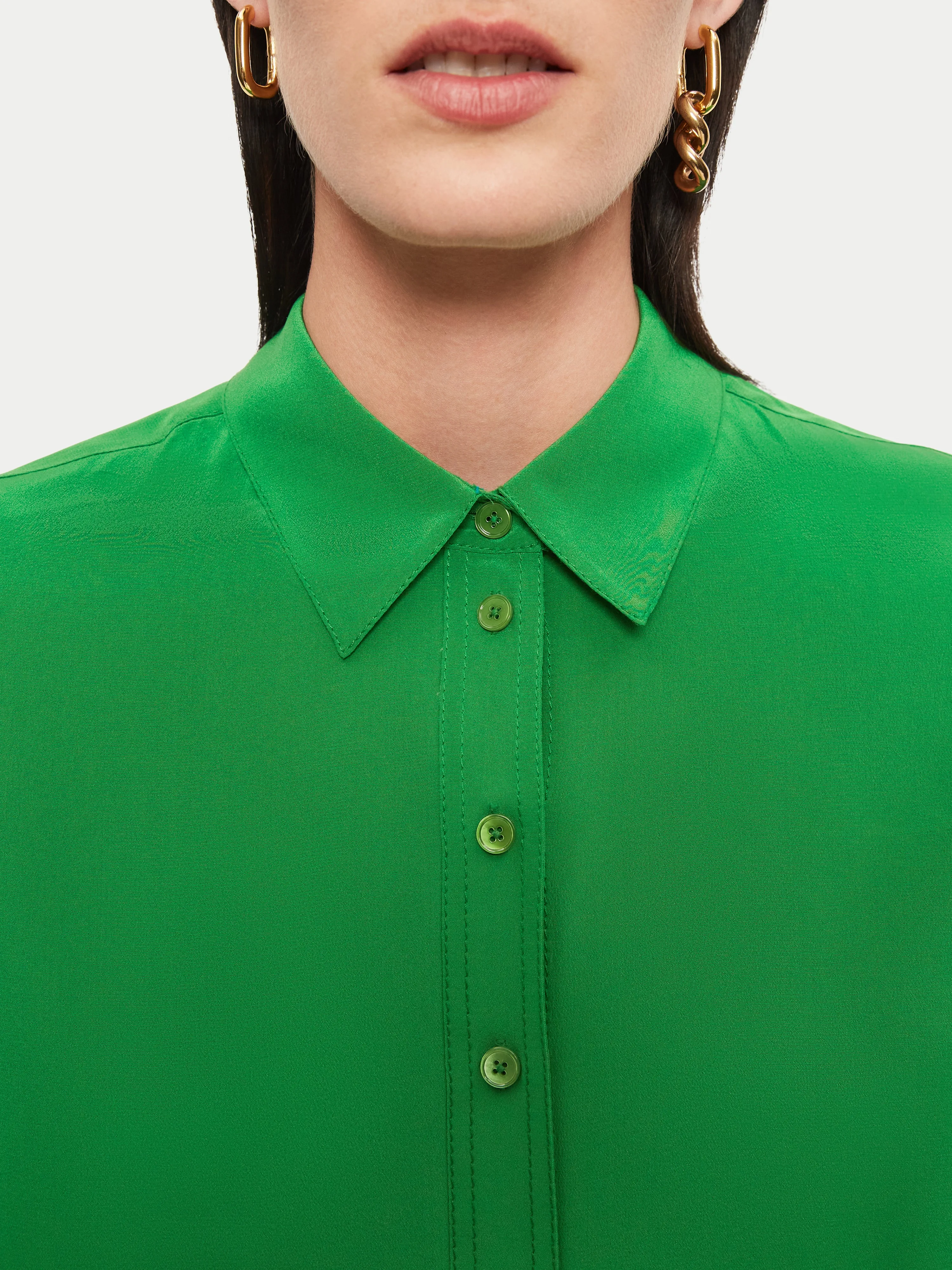 Deep Cuff Silk Long Sleeve Shirt | Green sold by Jigsaw product image thumbnail 2