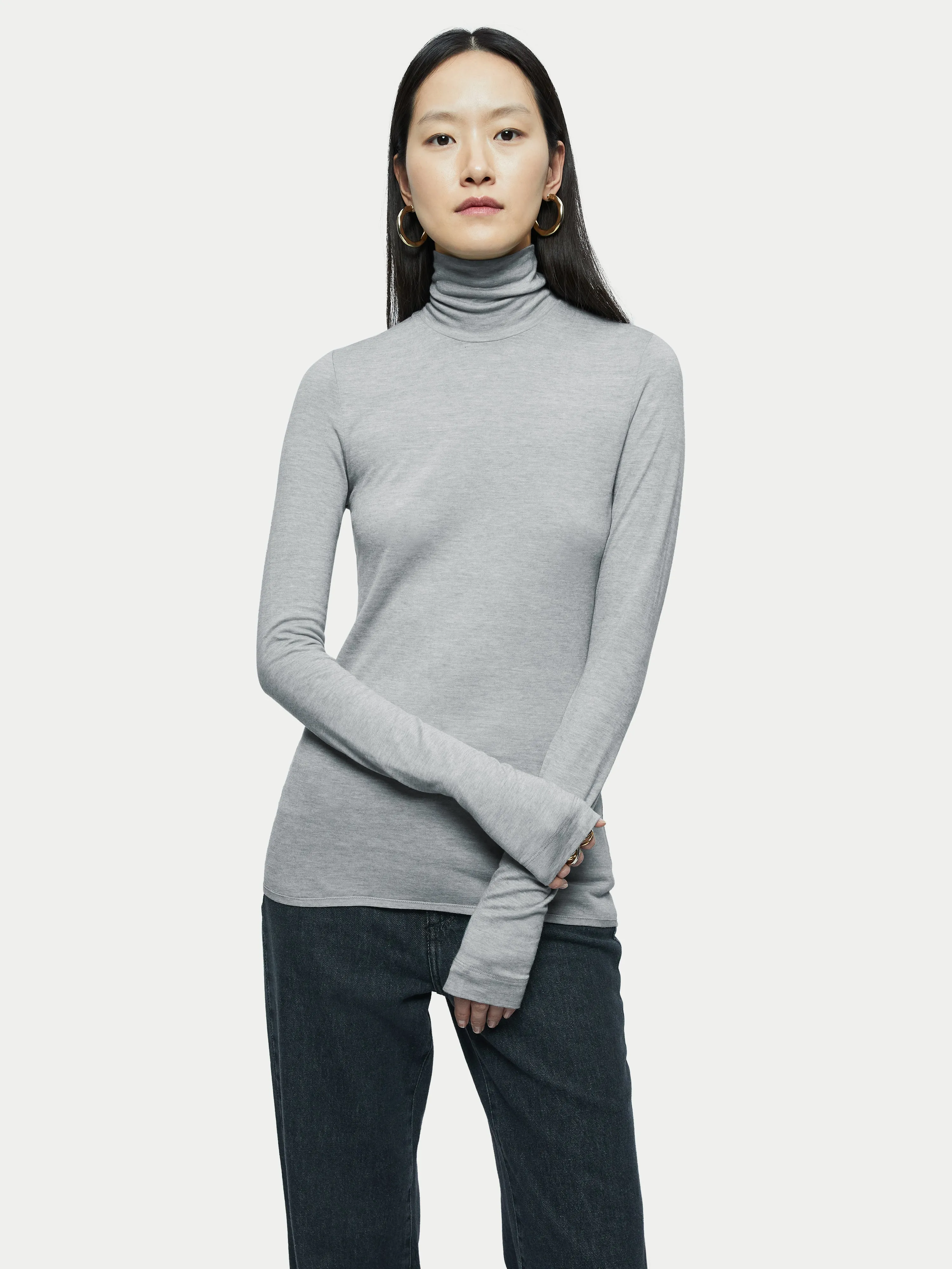 Lyocell Wool Polo Neck | Grey sold by Jigsaw product image thumbnail 4