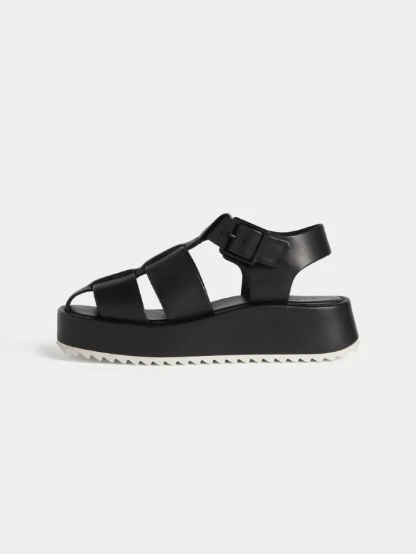 Buxton Wedge Sandal | Black sold by Jigsaw