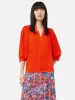 Cecily Satin Drape Top | Orange sold by Jigsaw