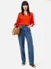 Cecily Satin Drape Top | Orange sold by Jigsaw