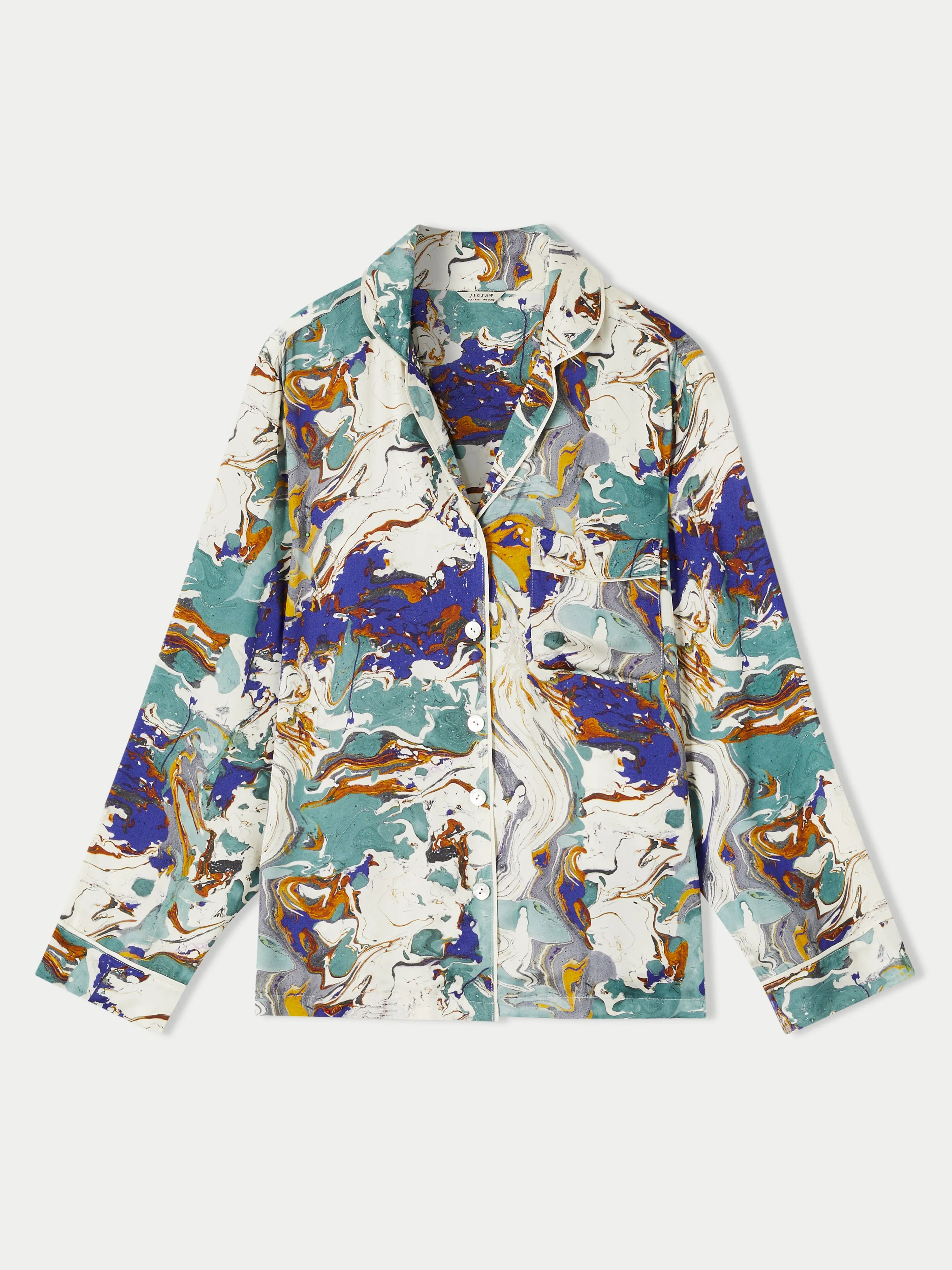 Marbeling Satin Pyjama | Cream sold by Jigsaw product image thumbnail 2