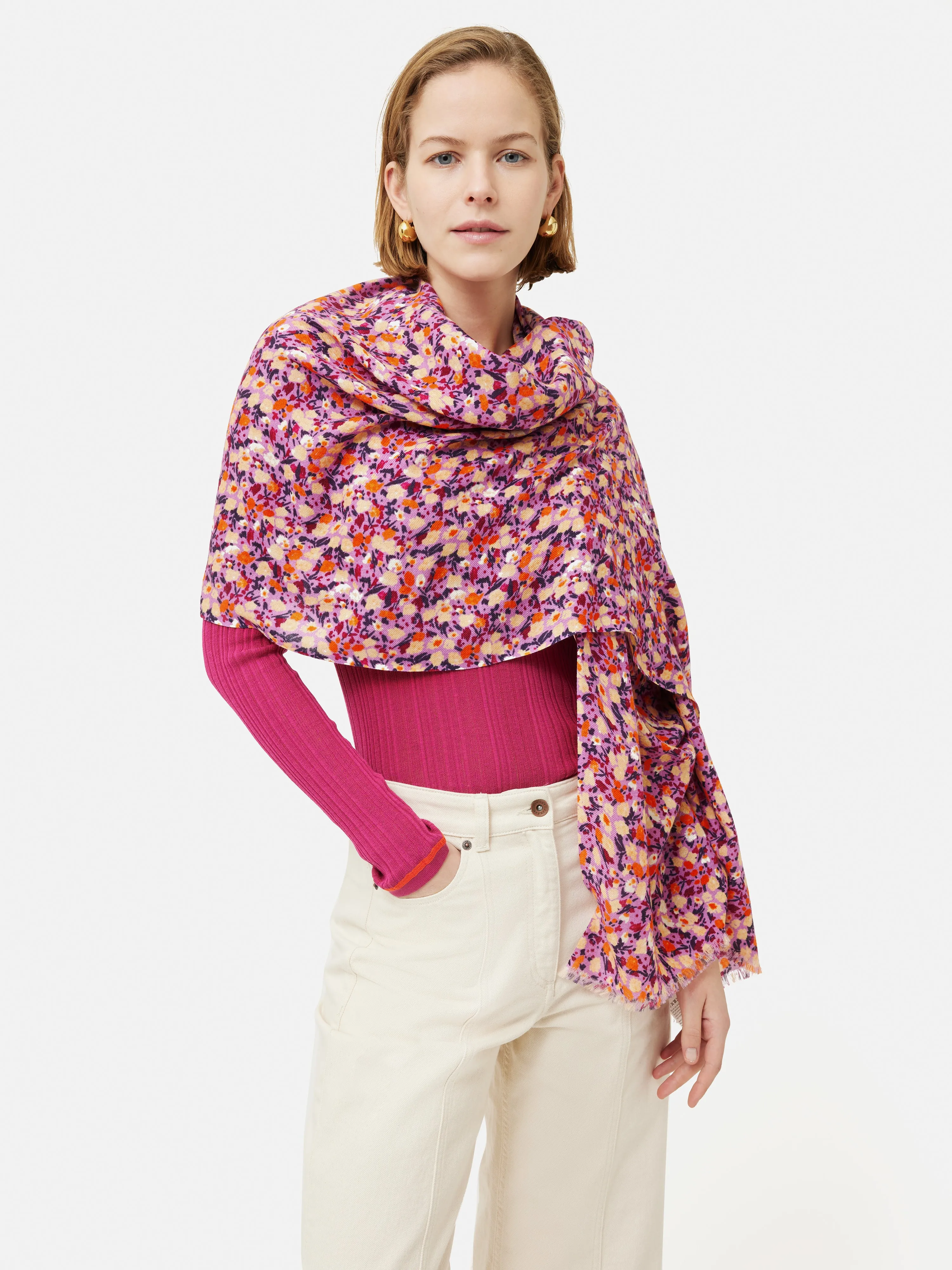 Carnation Wool Silk Scarf | Lilac sold by Jigsaw product image thumbnail 2