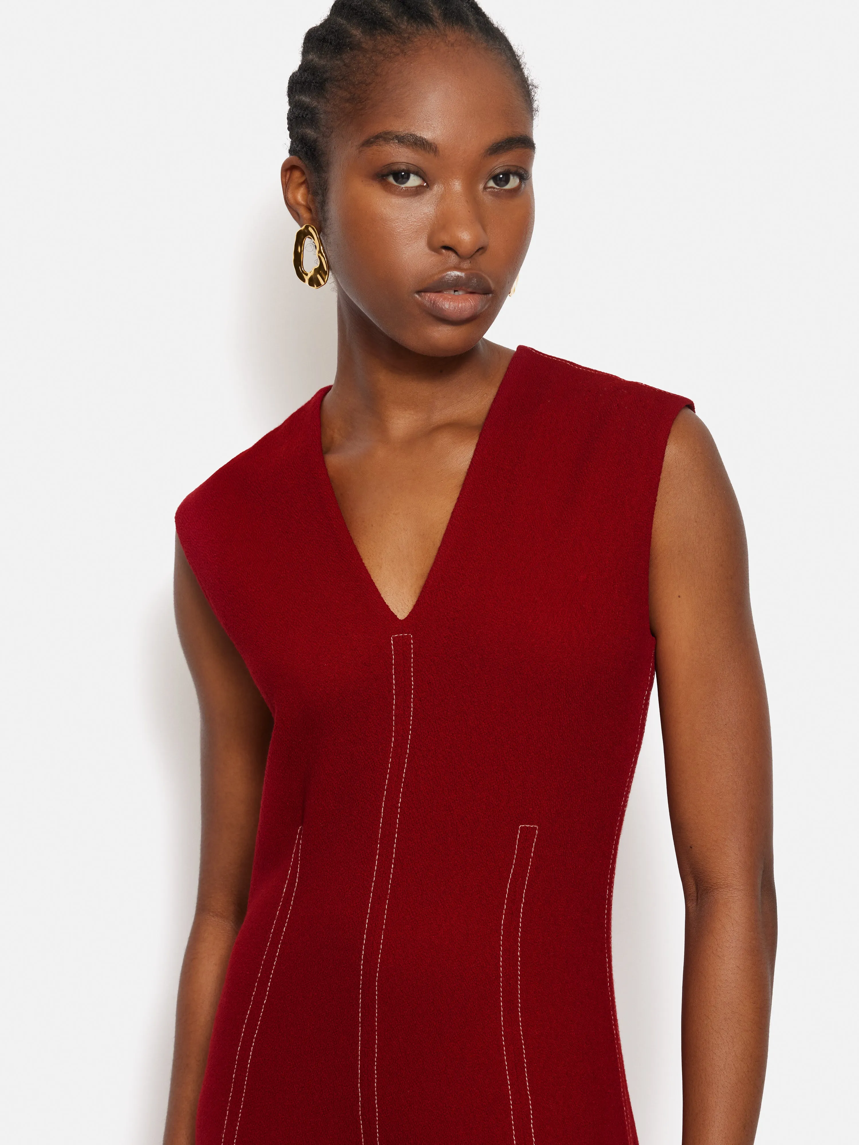 Sleeveless Stitched Dress | Red sold by Jigsaw product image thumbnail 4