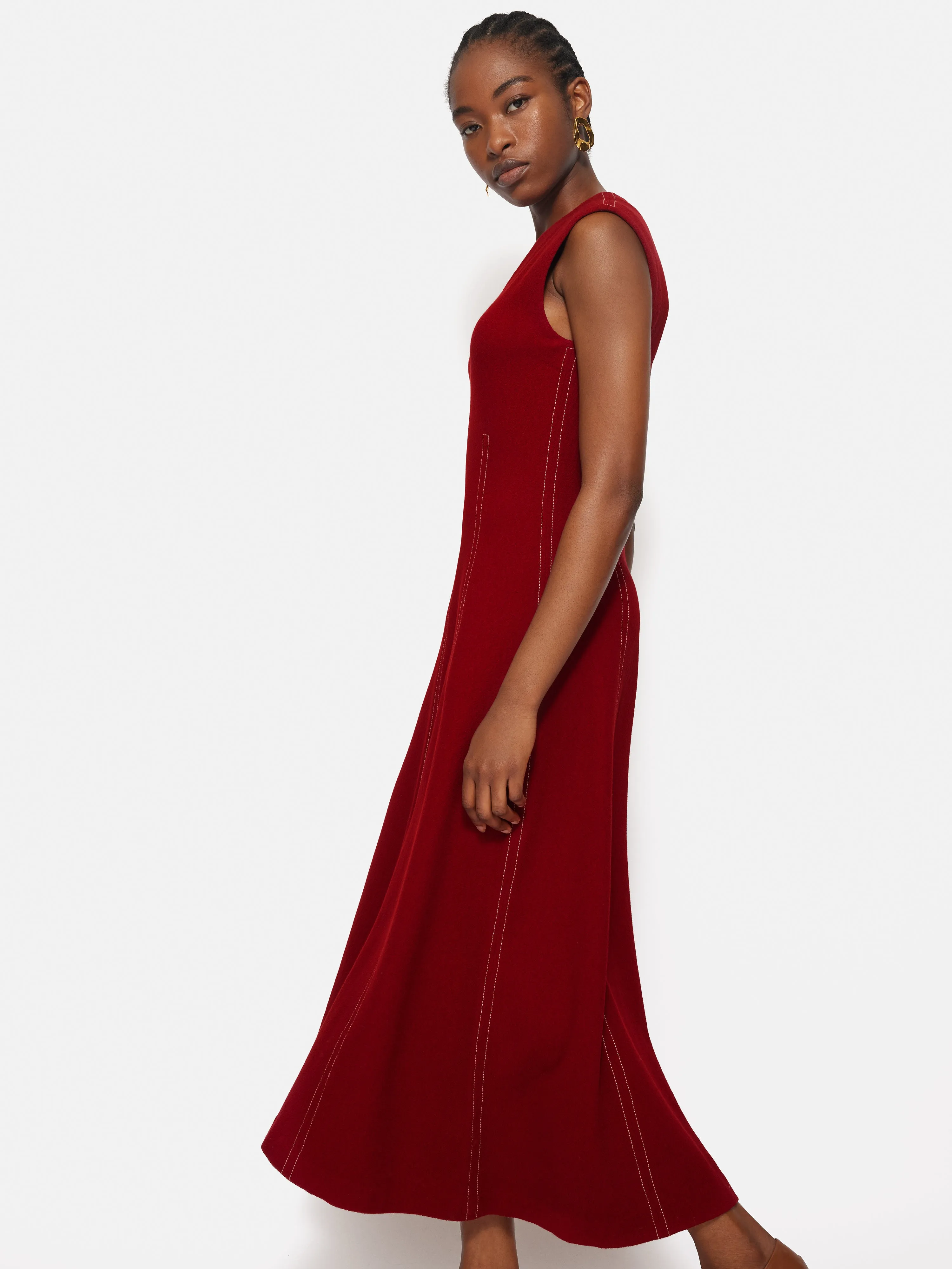 Sleeveless Stitched Dress | Red sold by Jigsaw product image thumbnail 3