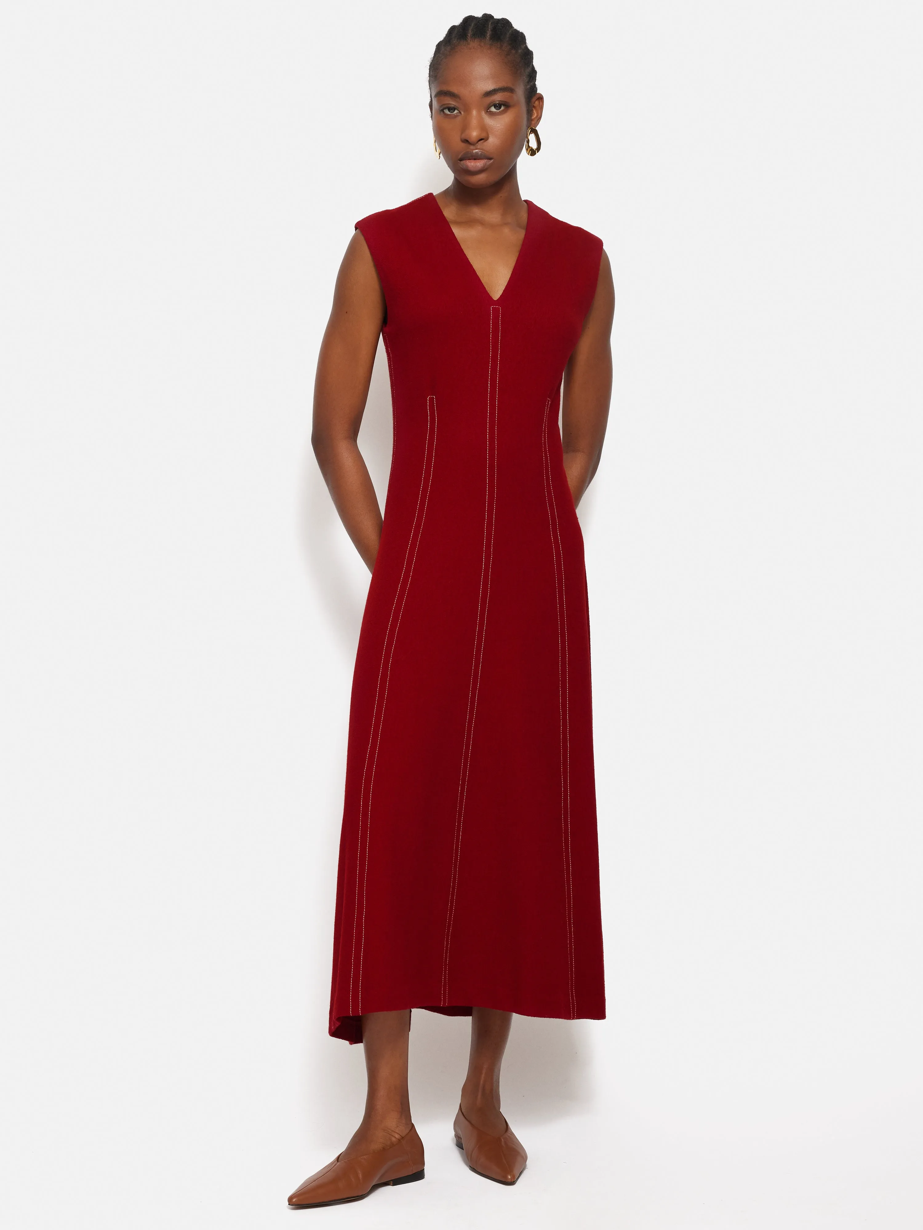 Sleeveless Stitched Dress | Red sold by Jigsaw product image thumbnail 2
