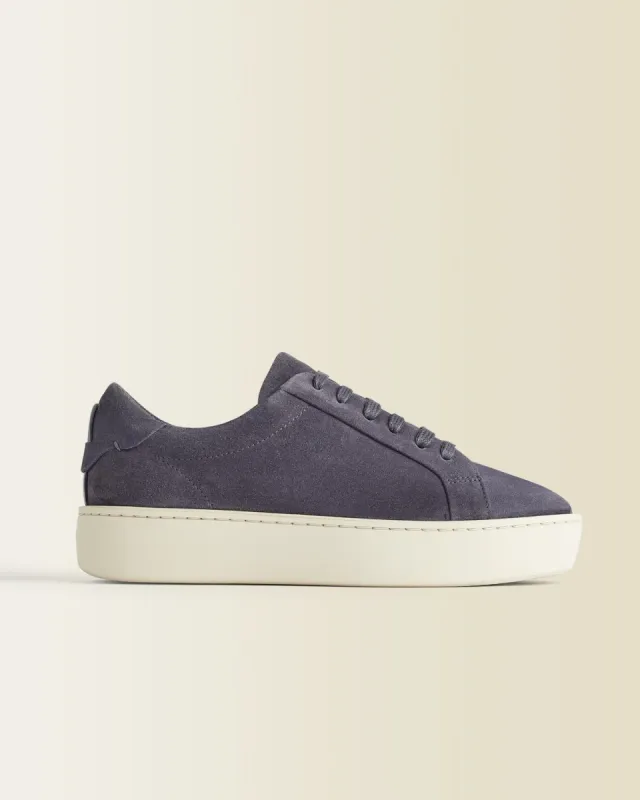 Rayla Leather Flatform Trainer | Navy sold by Jigsaw