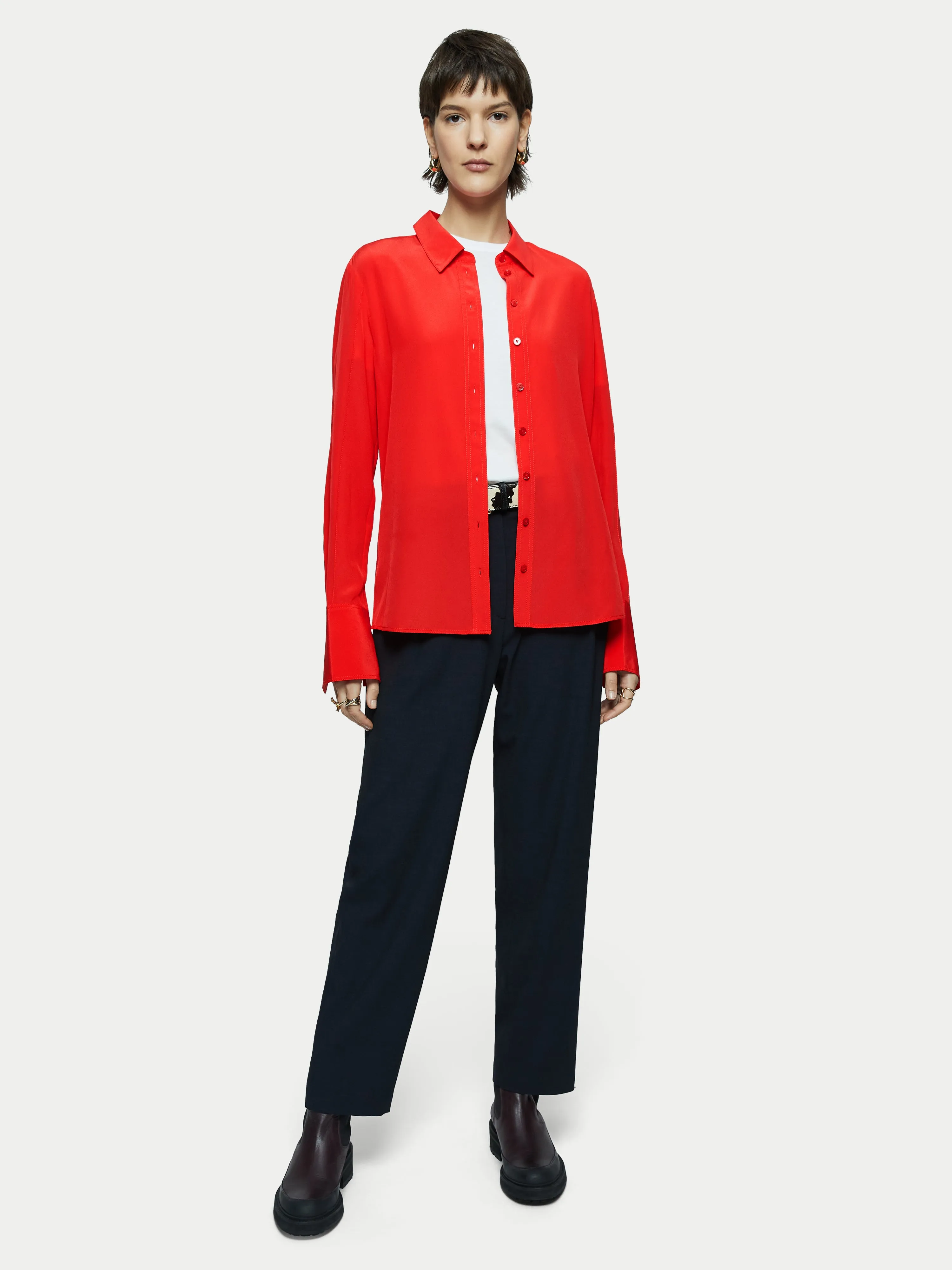 Silk Stitched Shirt | Red sold by Jigsaw product image thumbnail 3