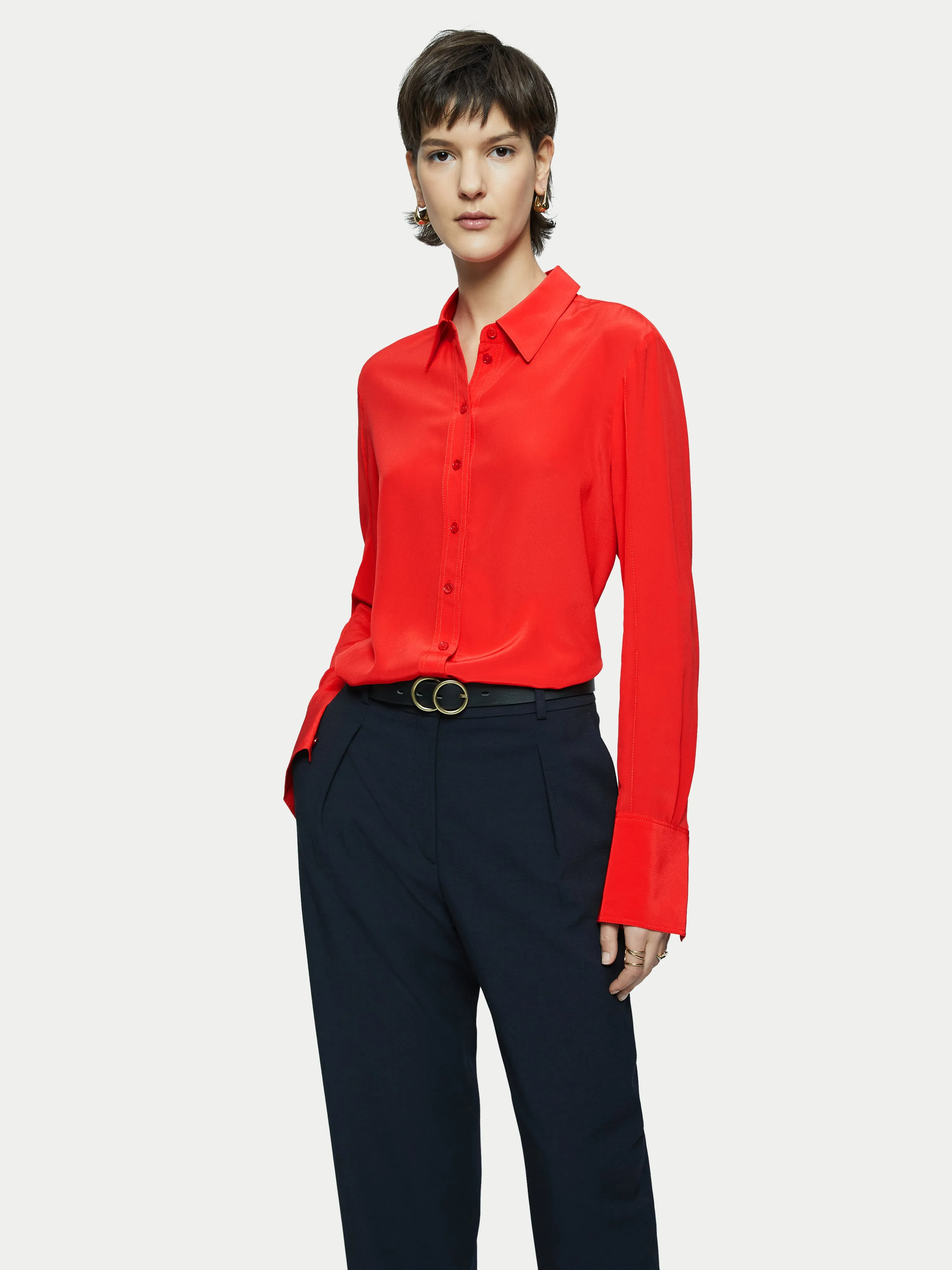 Silk Stitched Shirt | Red sold by Jigsaw