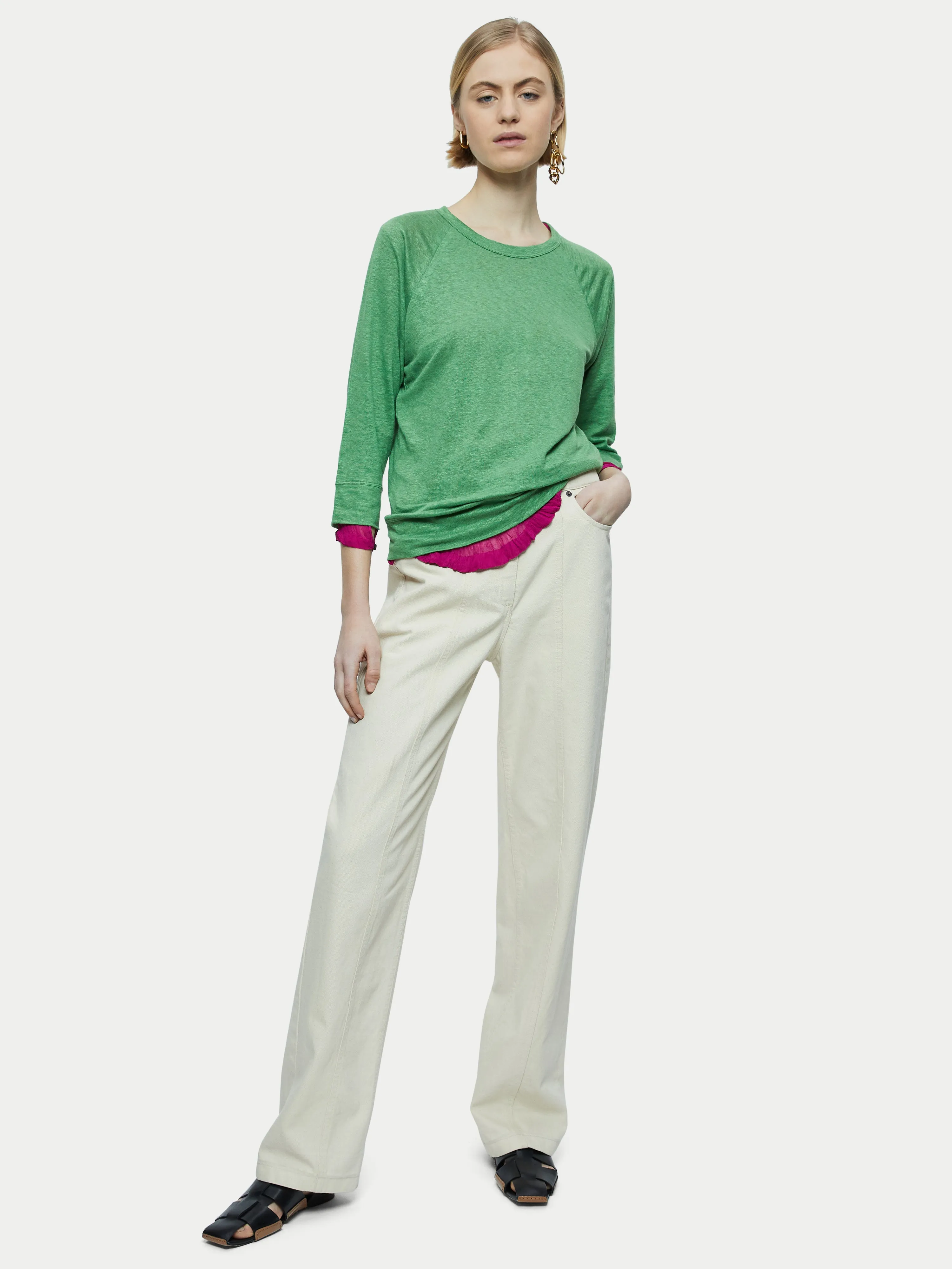 Linen Raglan Top | Green sold by Jigsaw product image thumbnail 3