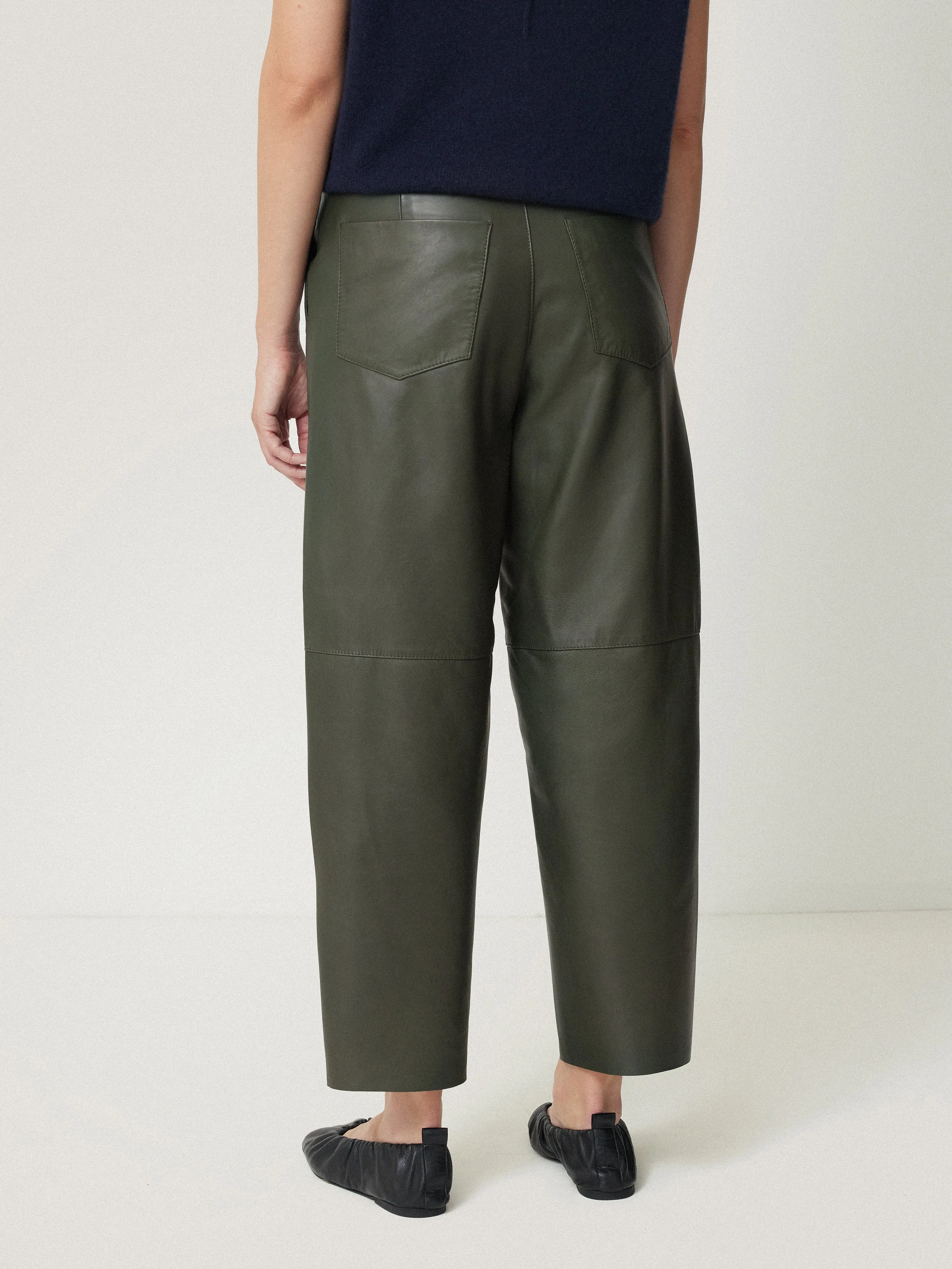 Leather Barrel Leg Trouser | Green sold by Jigsaw product image thumbnail 4