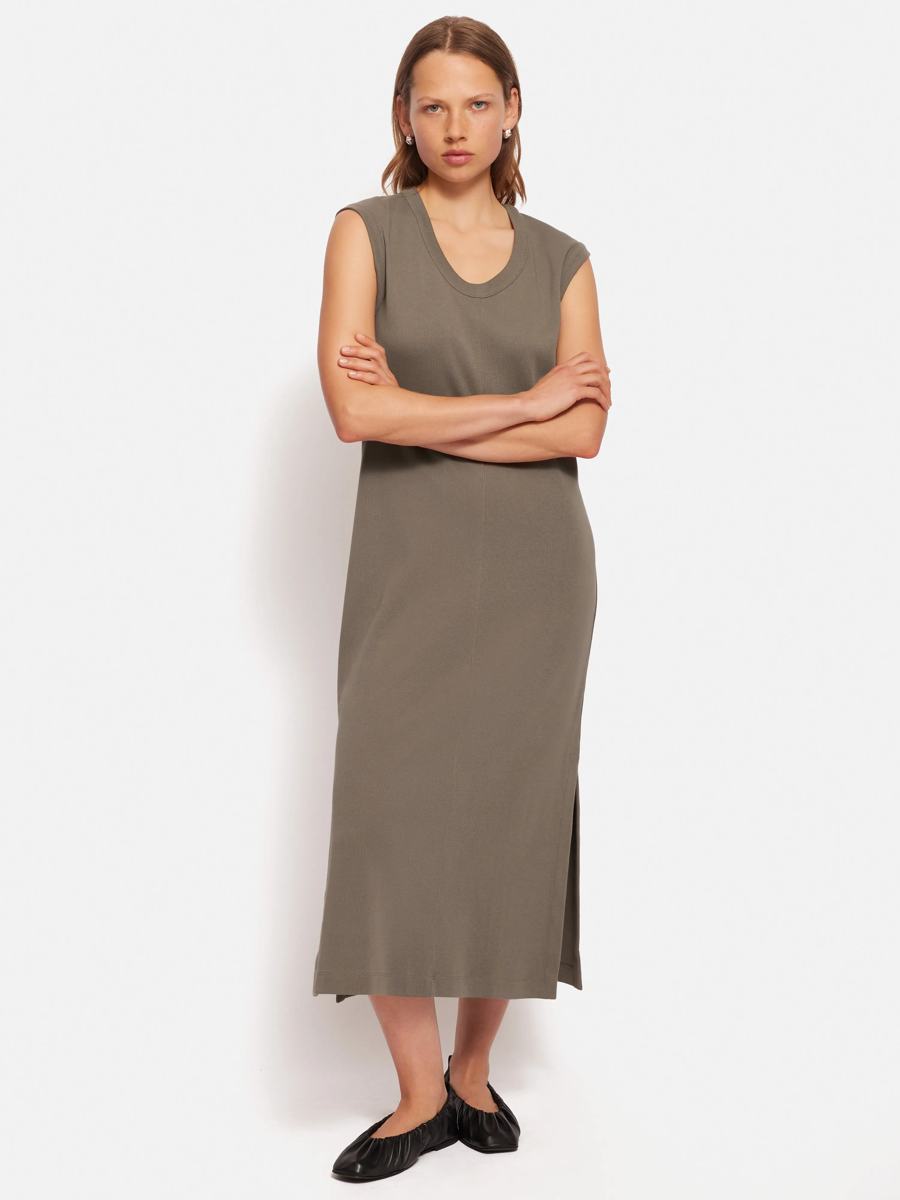 Column T Shirt Dress | Taupe sold by Jigsaw product image thumbnail 5