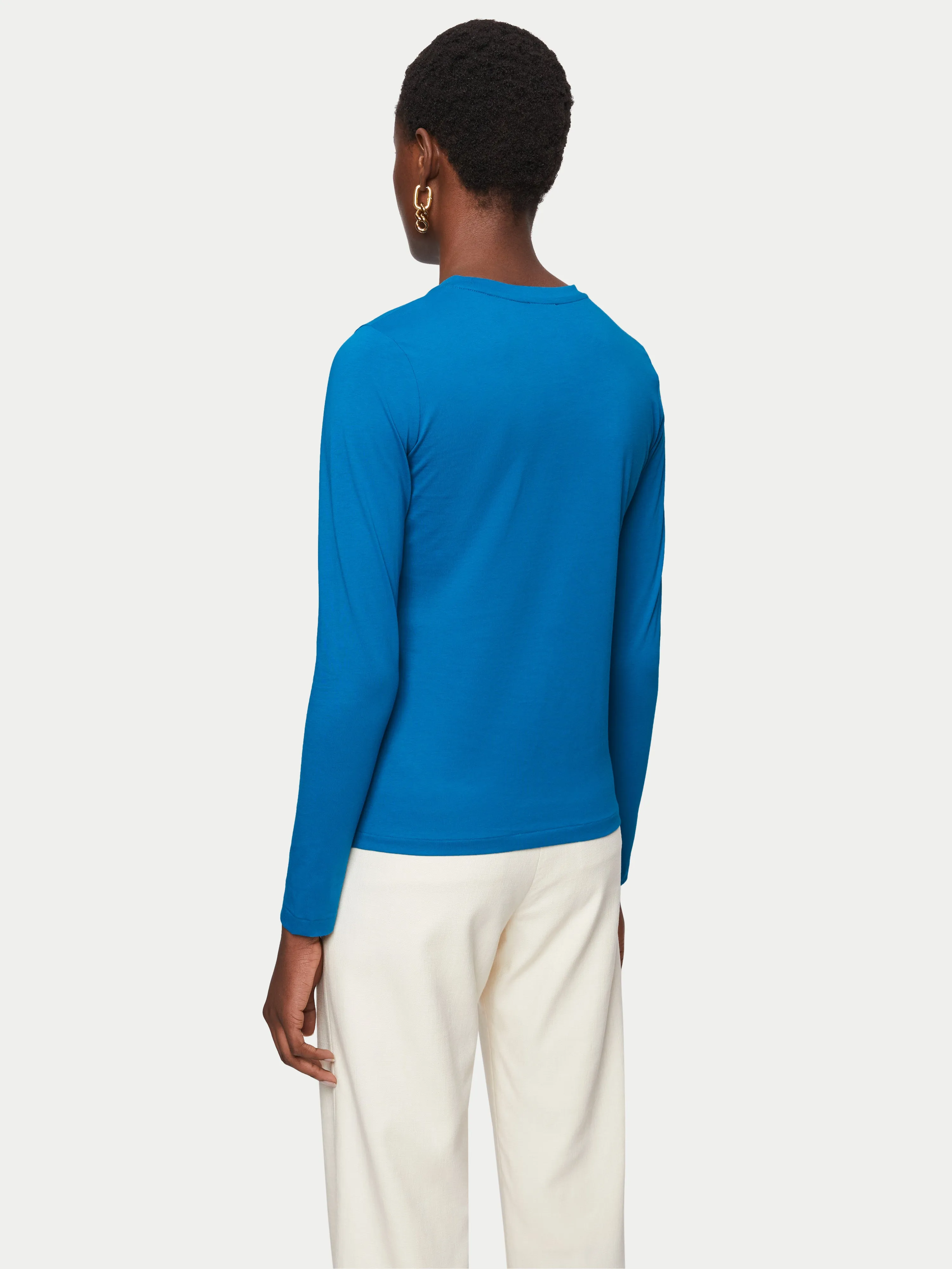 Supima Cotton Long Sleeve Tee | Deep Ocean sold by Jigsaw product image thumbnail 4