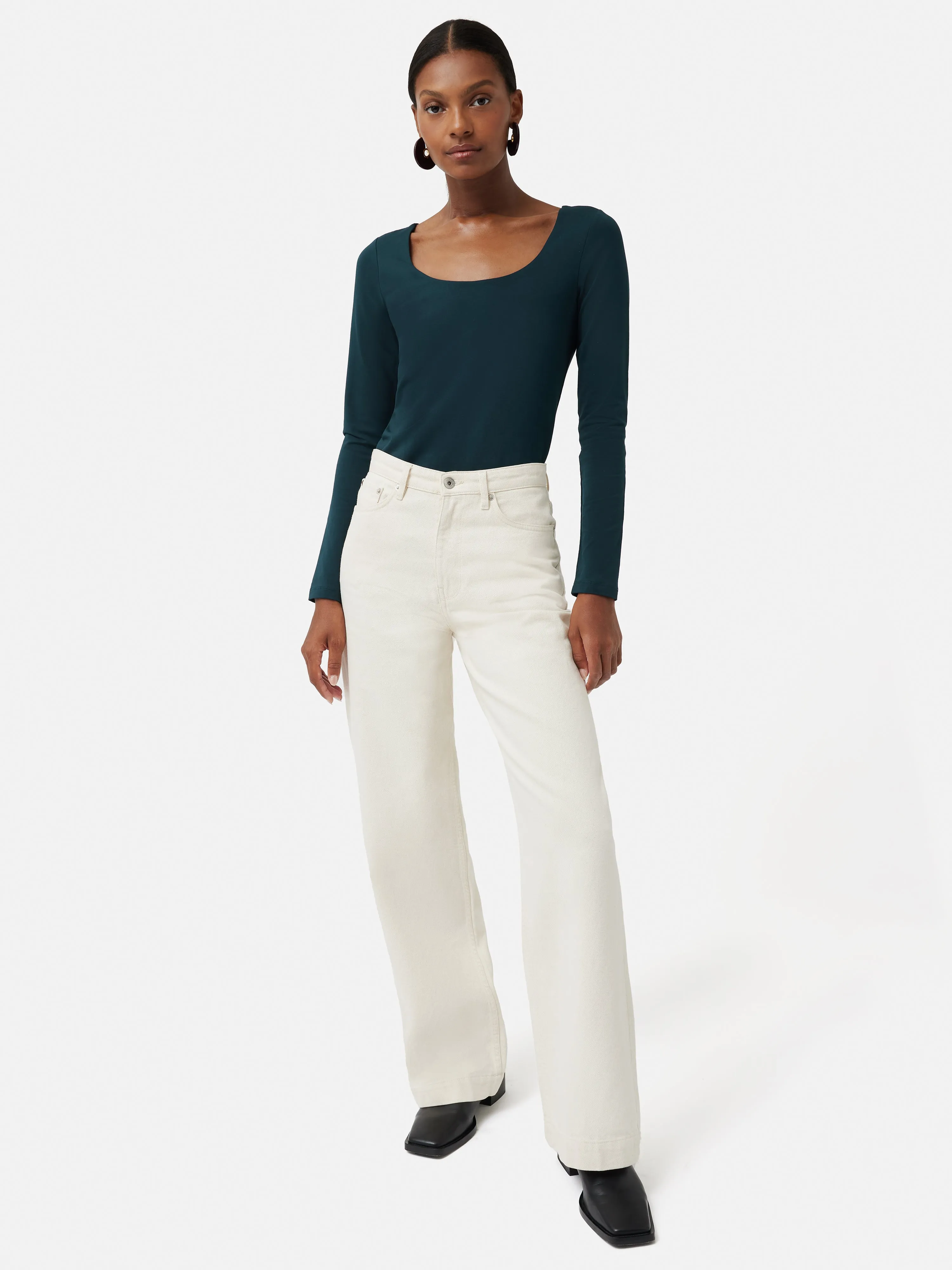 Double Front Ballet Neck Top | Eucalyptus sold by Jigsaw product image thumbnail 2