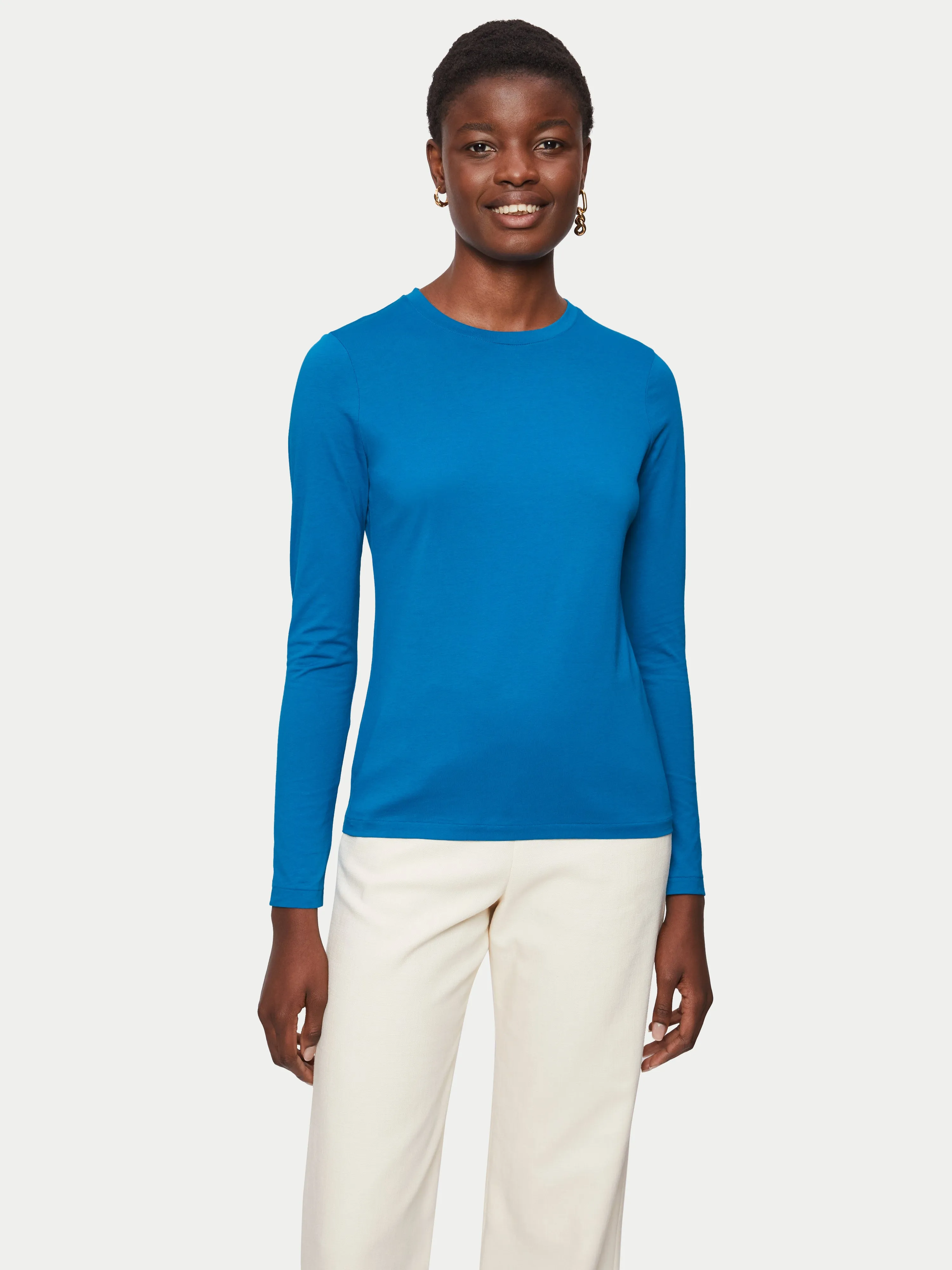 Supima Cotton Long Sleeve Tee | Deep Ocean sold by Jigsaw