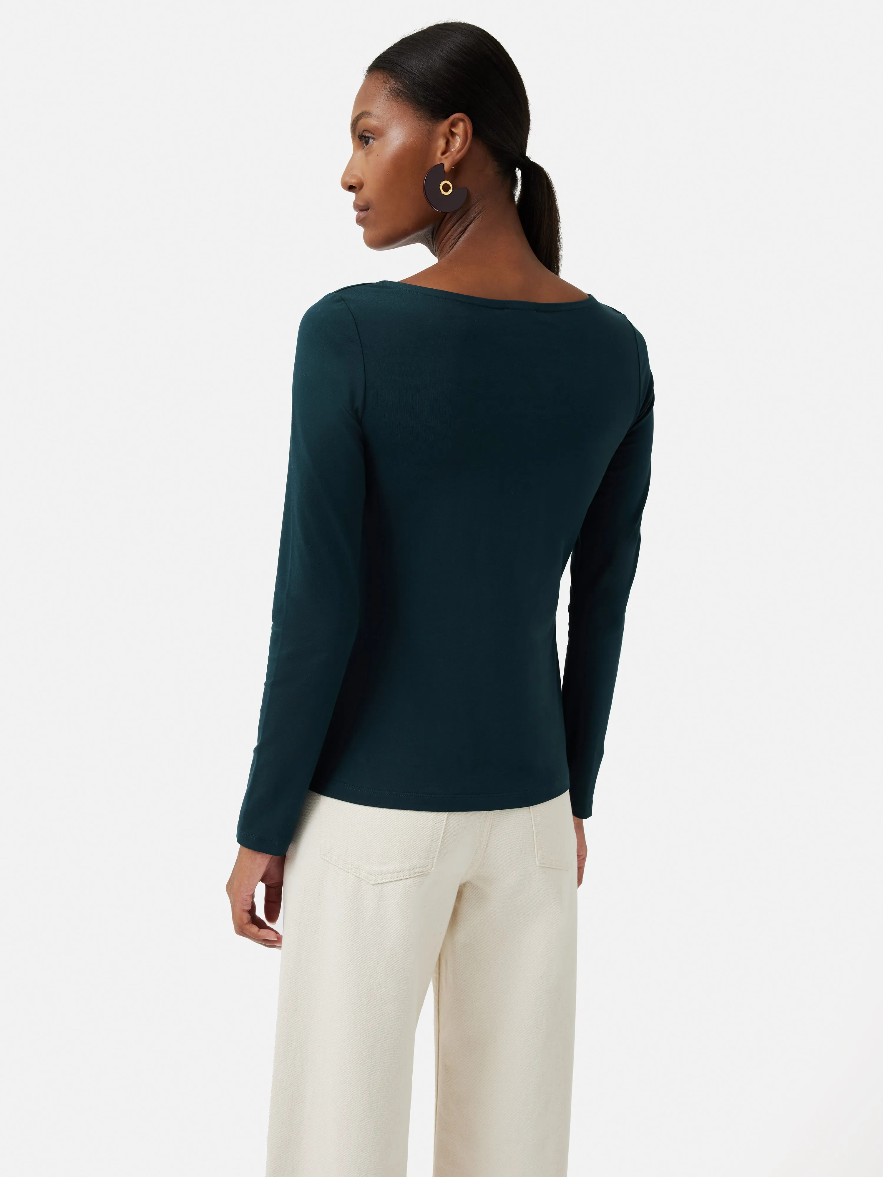 Double Front Ballet Neck Top | Eucalyptus sold by Jigsaw product image thumbnail 3