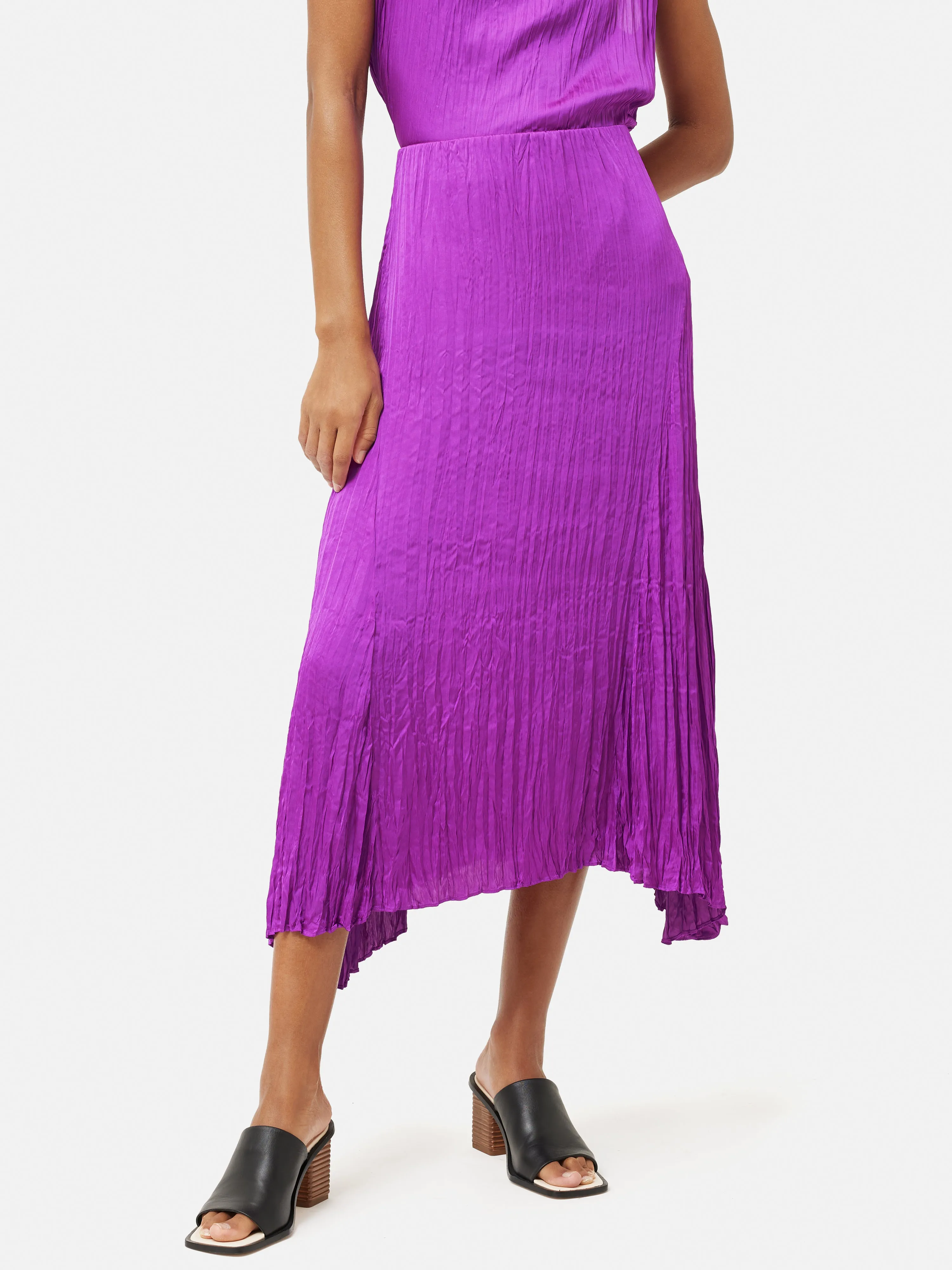 Satin Crinkle Midi Skirt | Purple Orchid sold by Jigsaw product image thumbnail 2