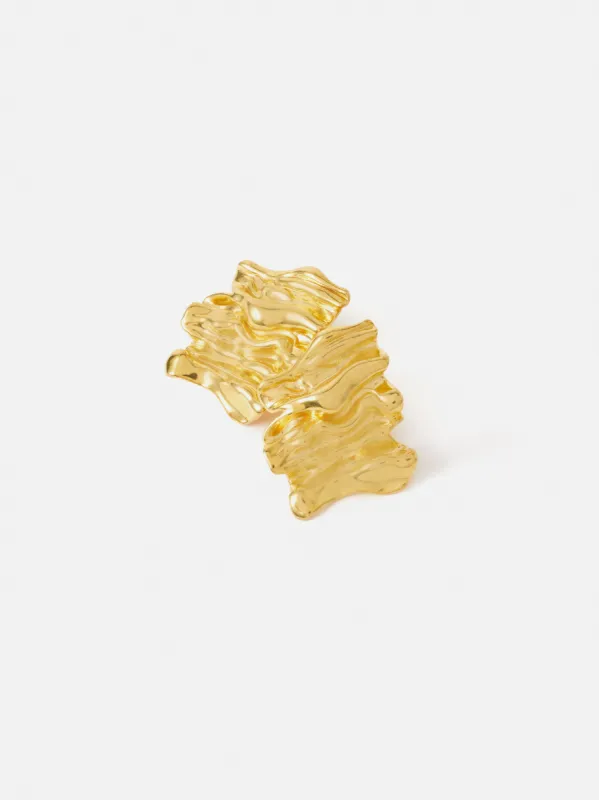 Crumpled Textured Earrings | Gold sold by Jigsaw