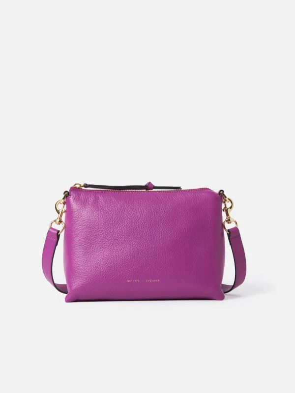 Ava Pebble Leather Crossbody | Purple Orchid sold by Jigsaw