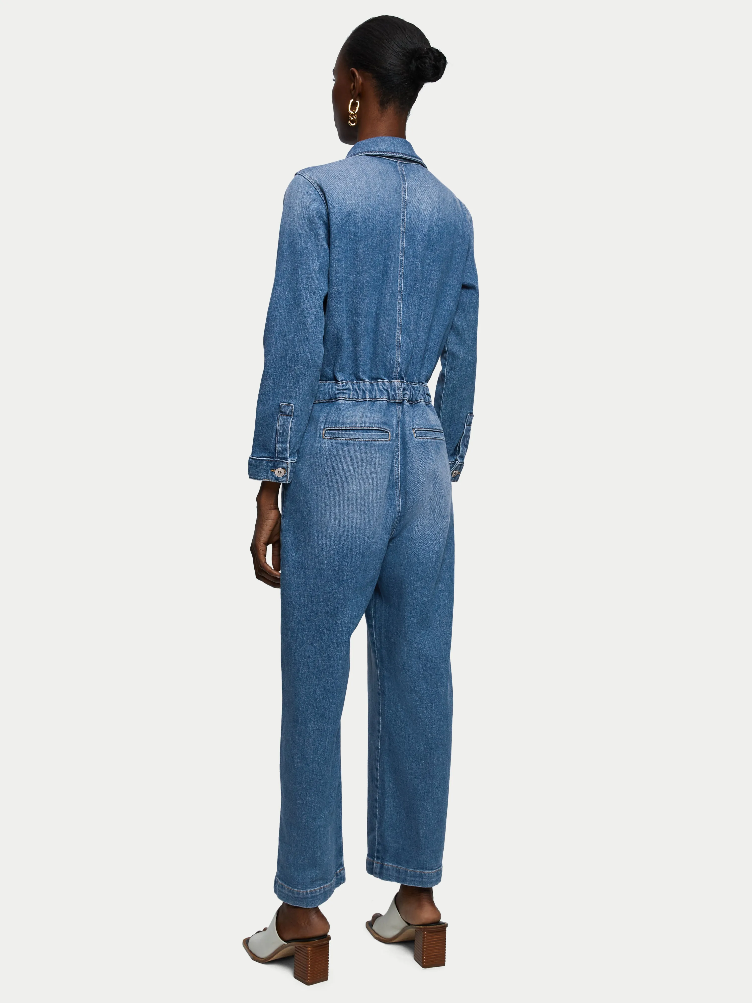 Denim Button Through Jumpsuit | Mid Blue sold by Jigsaw product image thumbnail 4