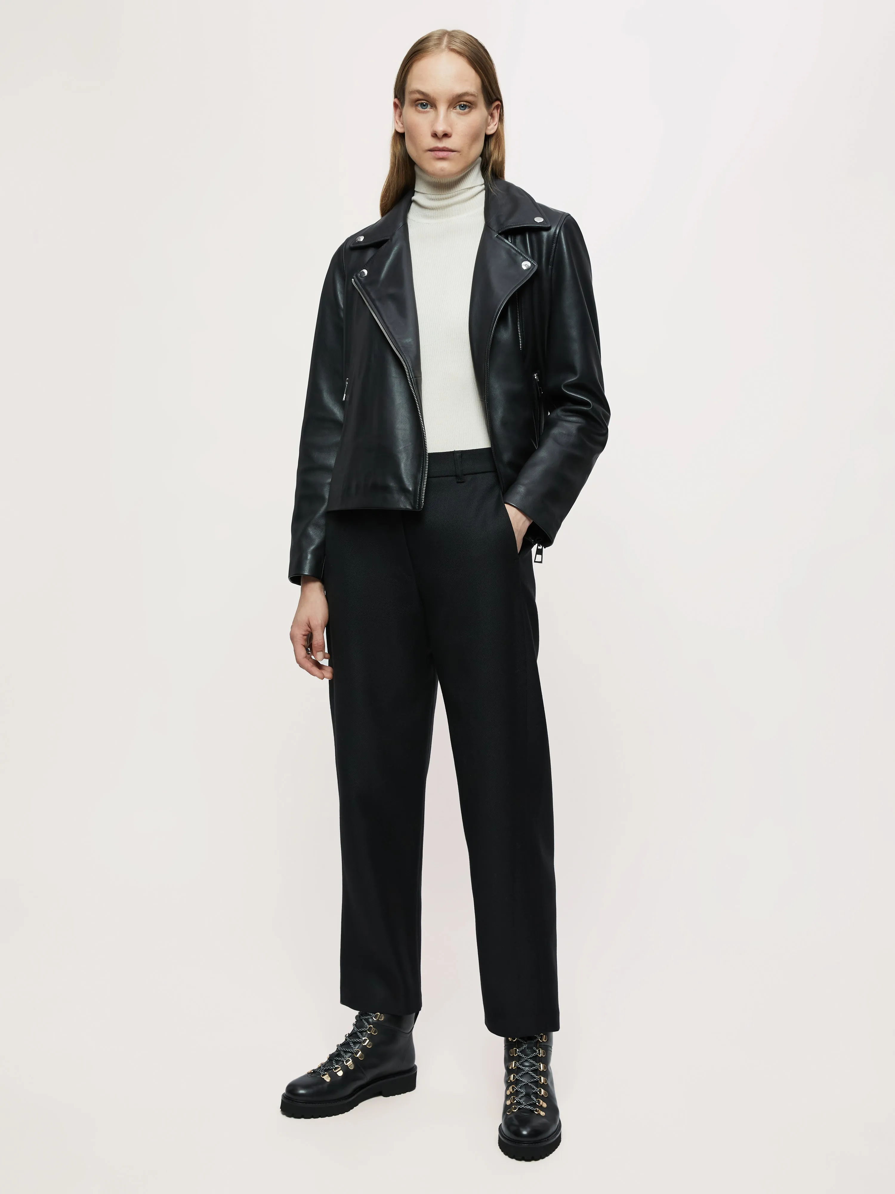 Quinn Leather Biker | Black sold by Jigsaw product image thumbnail 3