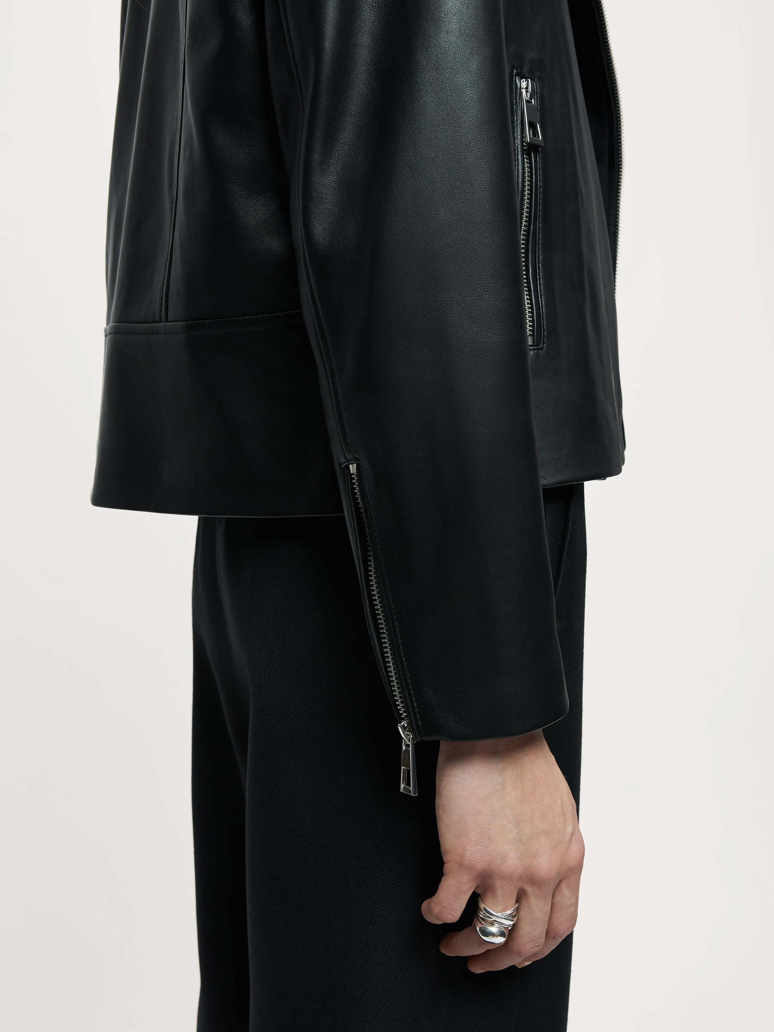 Quinn Leather Biker | Black sold by Jigsaw product image thumbnail 2