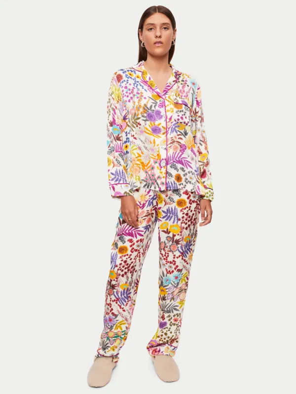 Midnight Garden Satin Pyjama | Cream sold by Jigsaw