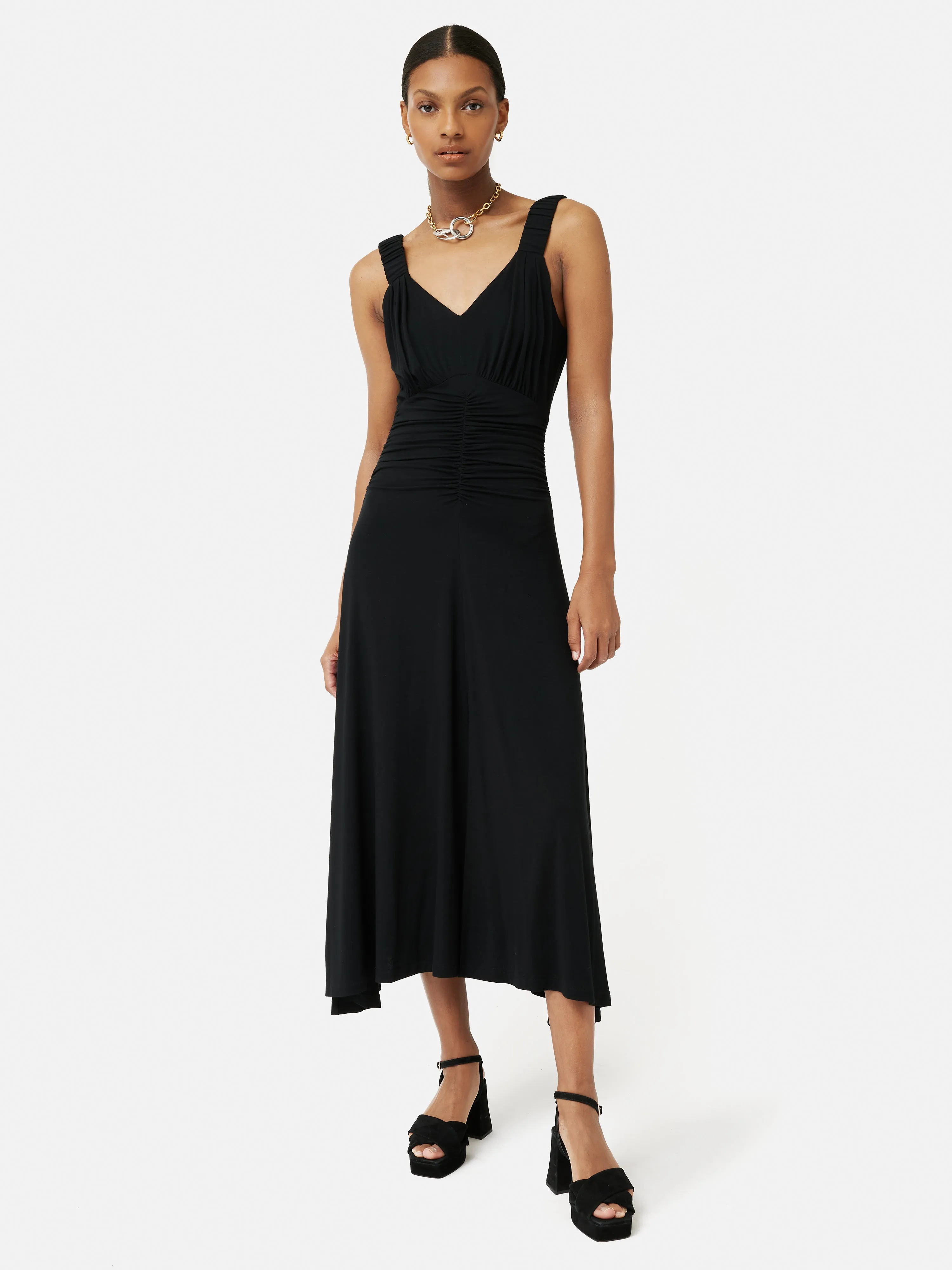 Shirred Strap Jersey Dress | Black sold by Jigsaw