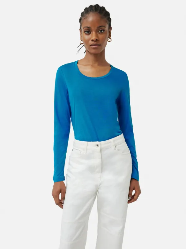 Soft Stretch Scoop Neck Top | Blue sold by Jigsaw