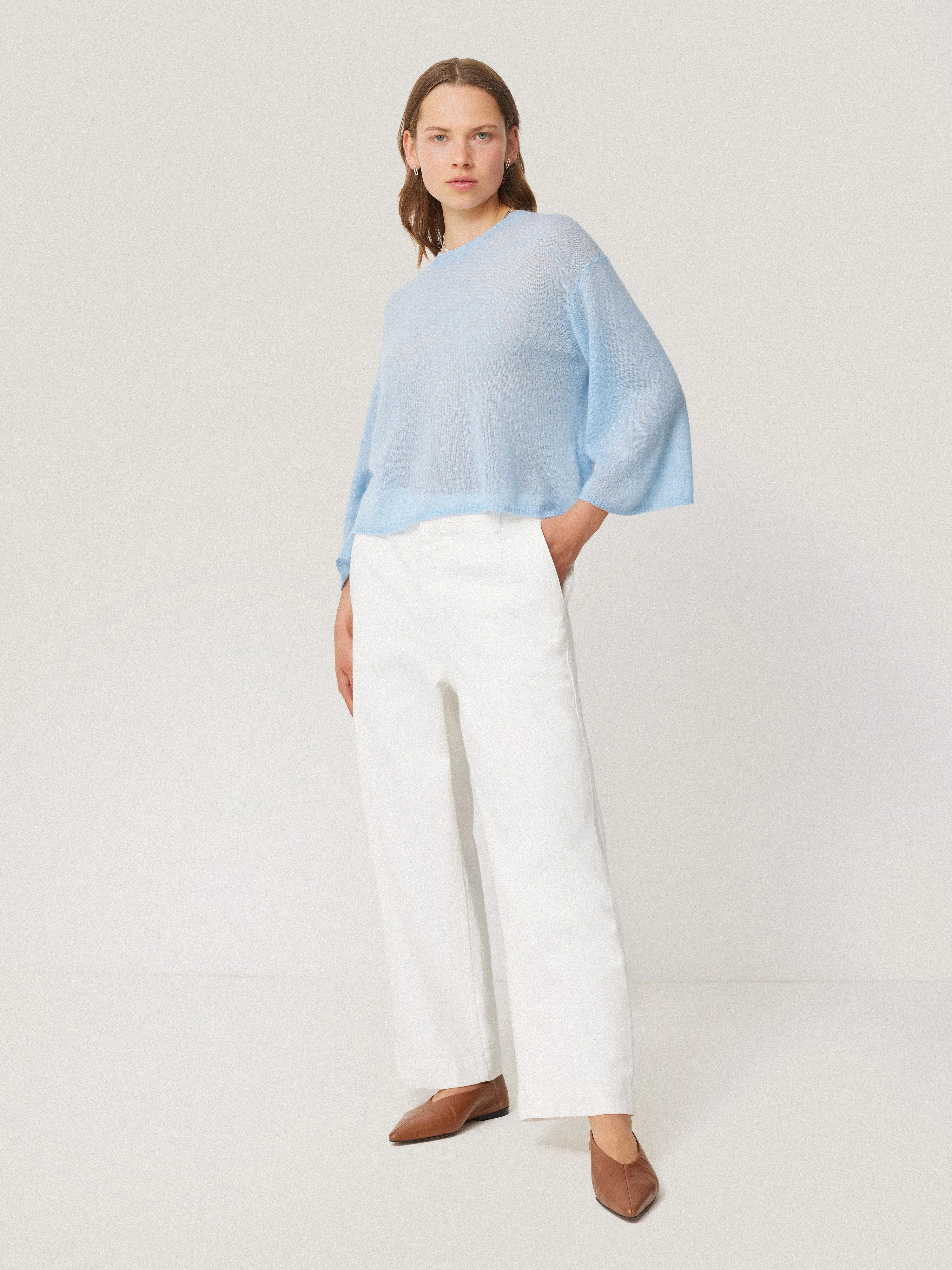 Soft Gauzy Knit T-shirt | Light Blue sold by Jigsaw product image thumbnail 5