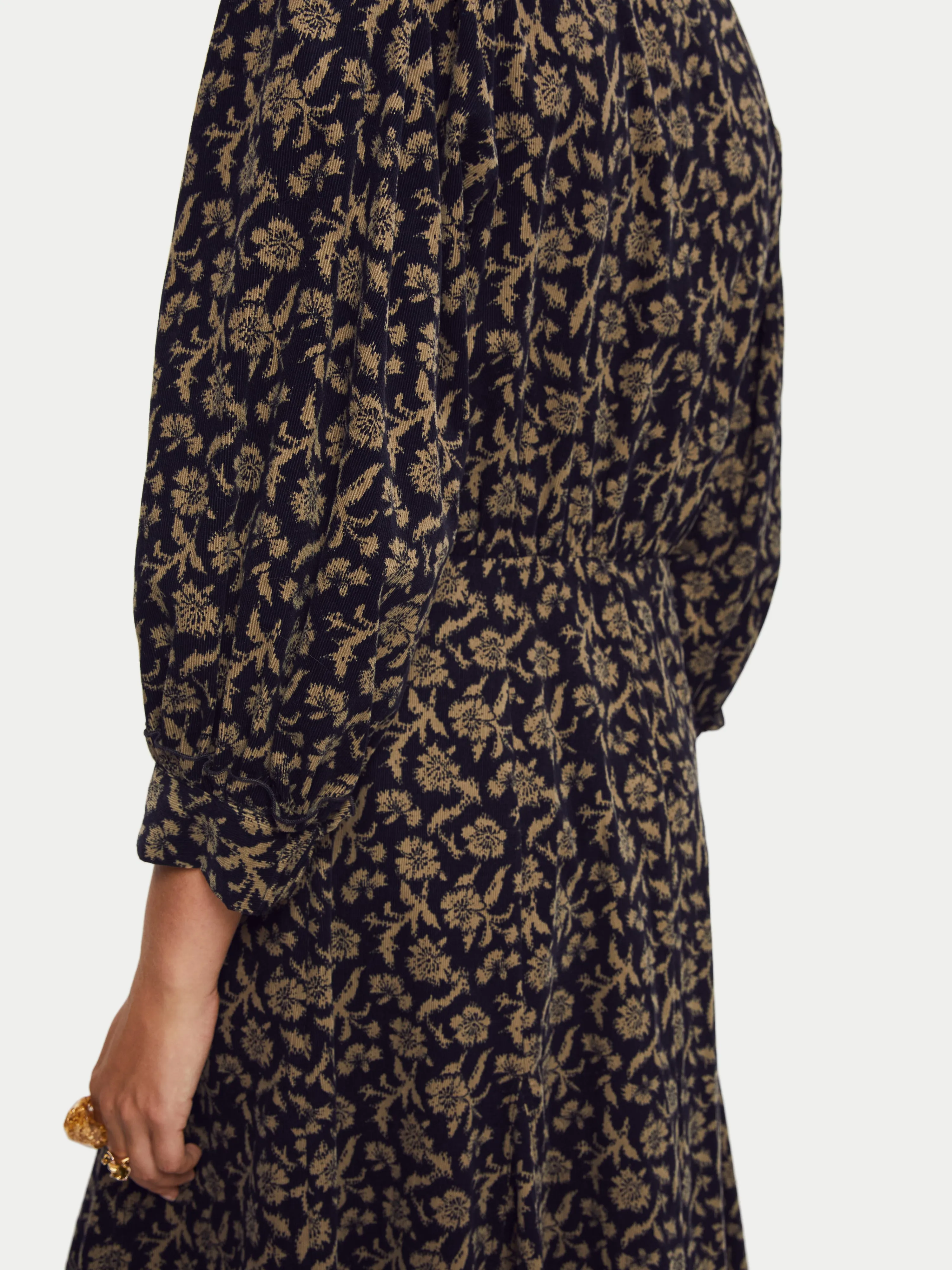 Myrtle Floral Cord Midi Dress | Navy sold by Jigsaw product image thumbnail 4