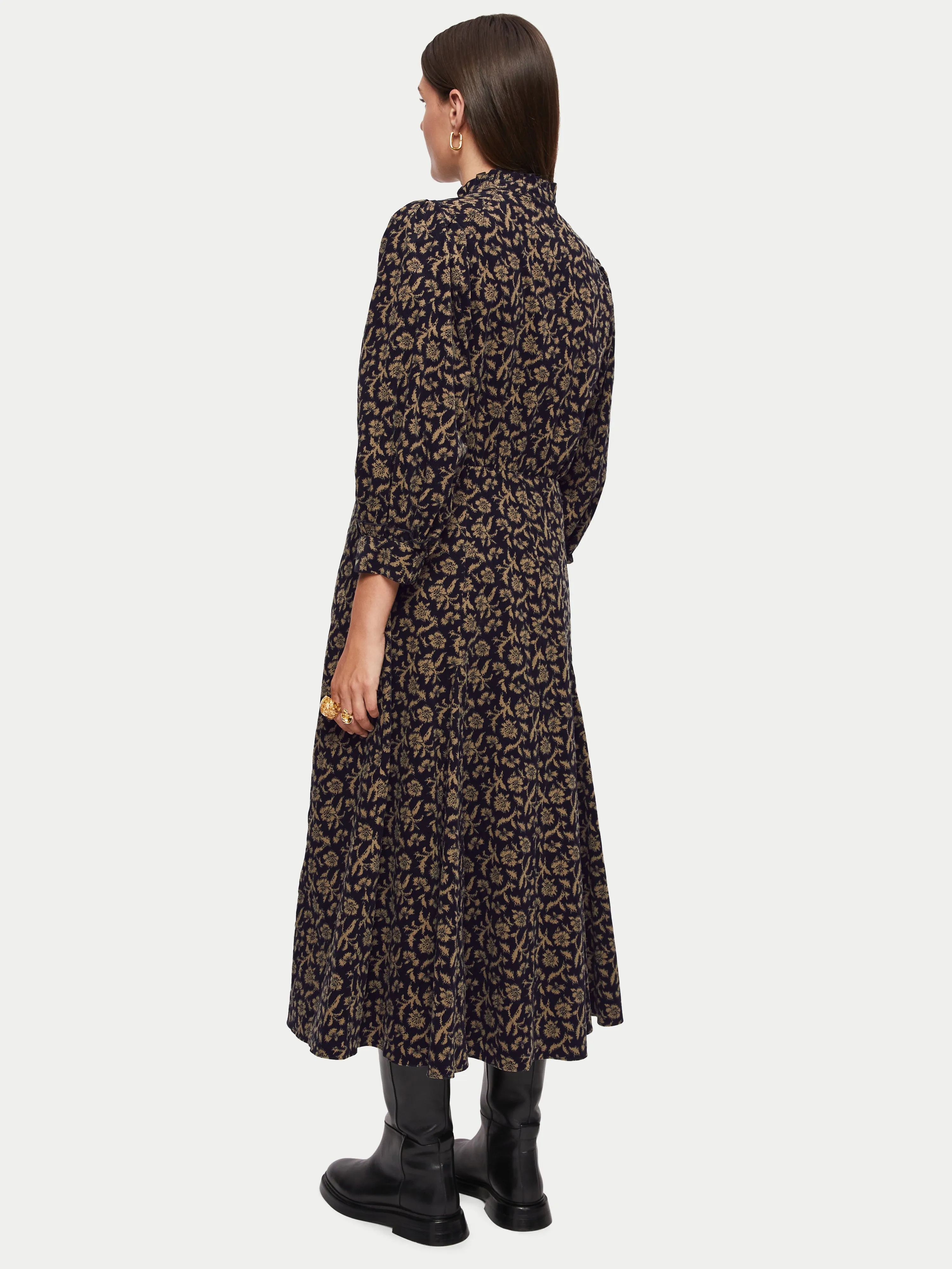 Myrtle Floral Cord Midi Dress | Navy sold by Jigsaw product image thumbnail 5