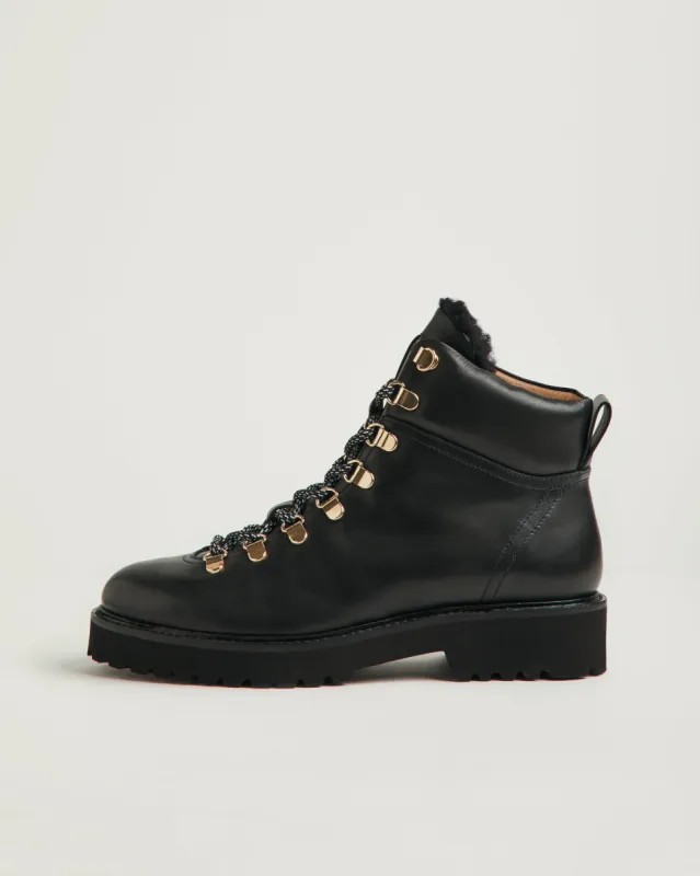Burnham Leather Lace Up Boot | Black sold by Jigsaw