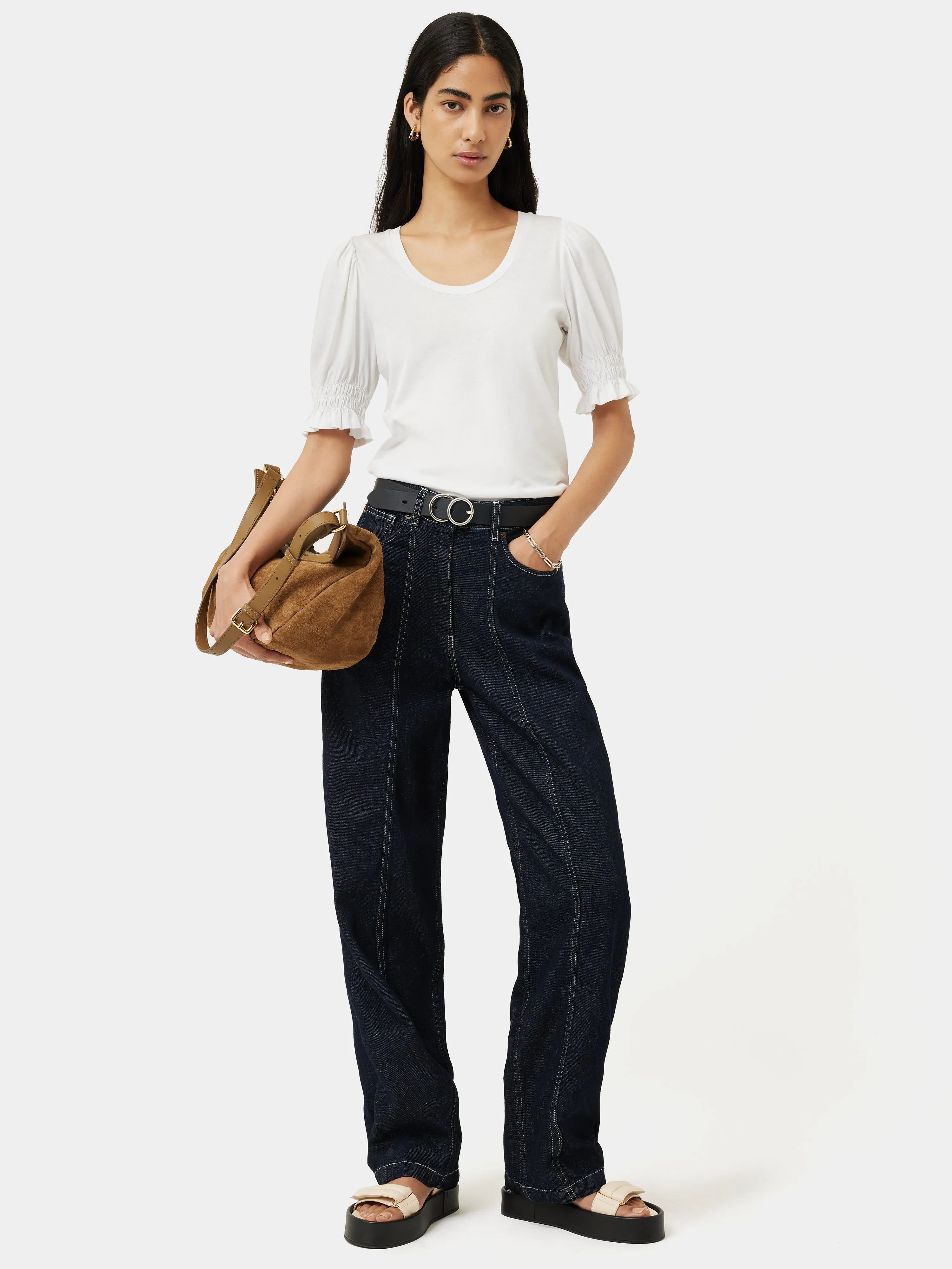 Ruched Sleeve Jersey Top | White sold by Jigsaw product image thumbnail 3