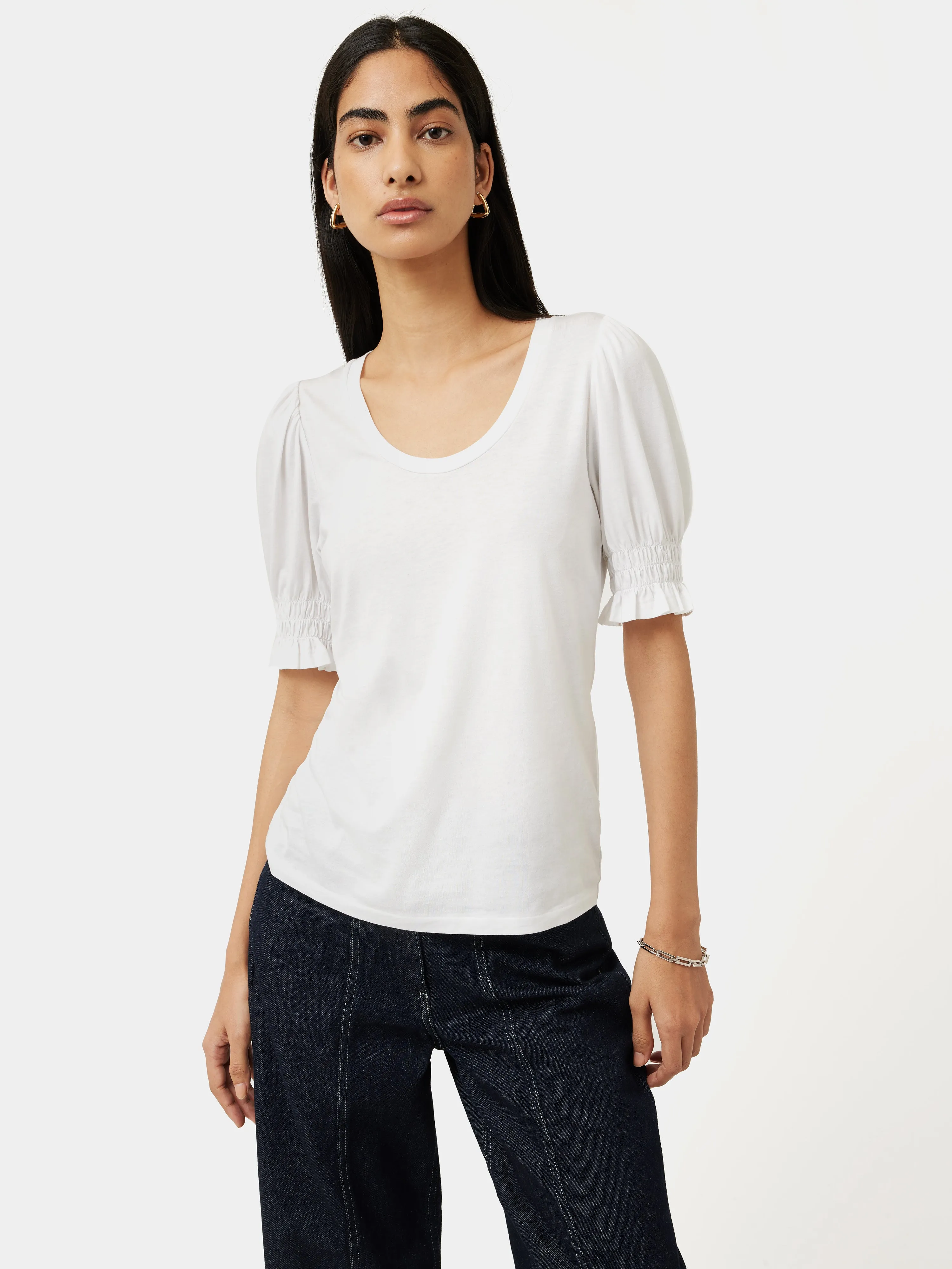 Ruched Sleeve Jersey Top | White sold by Jigsaw product image thumbnail 4