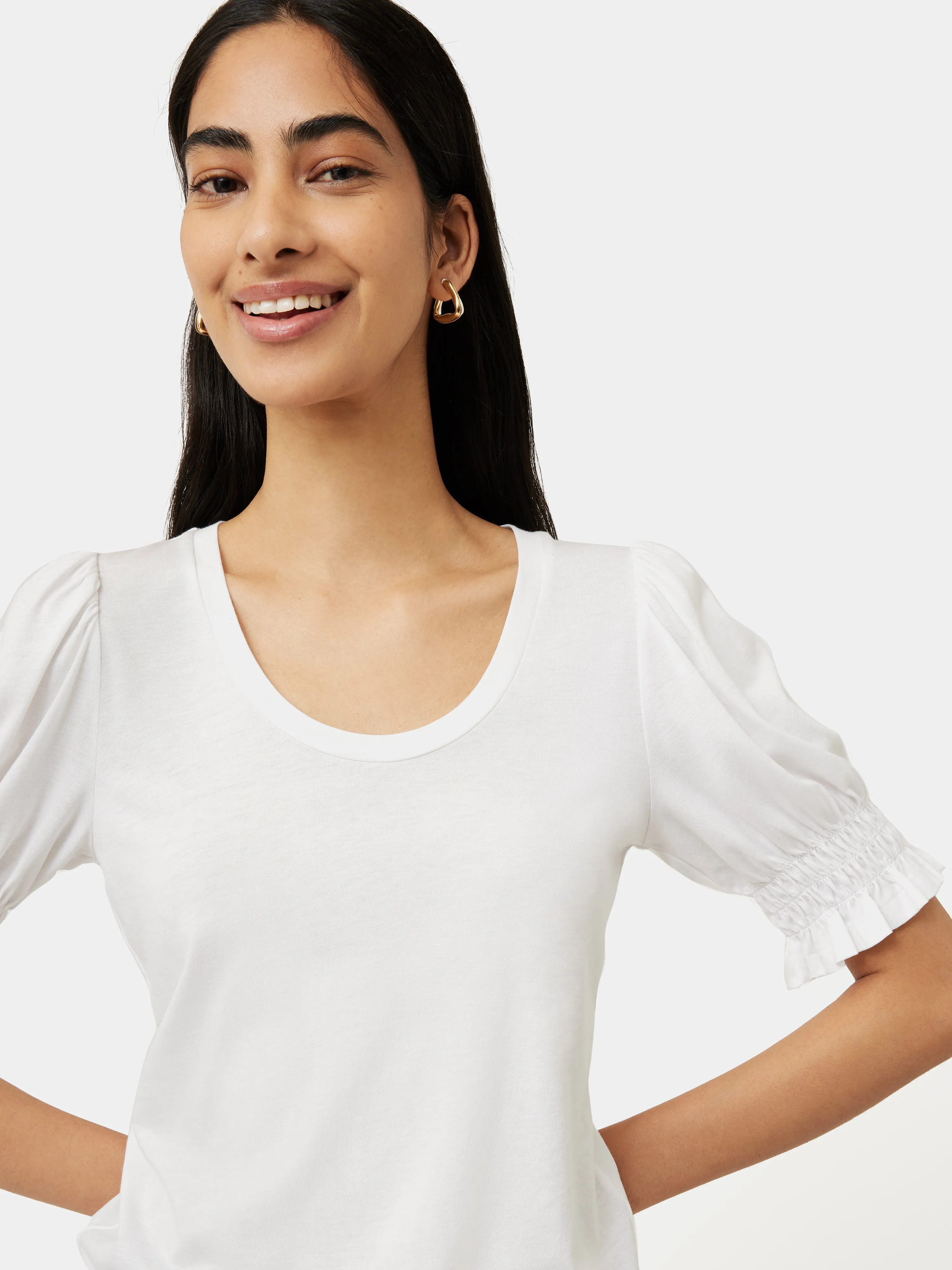 Ruched Sleeve Jersey Top | White sold by Jigsaw product image thumbnail 2