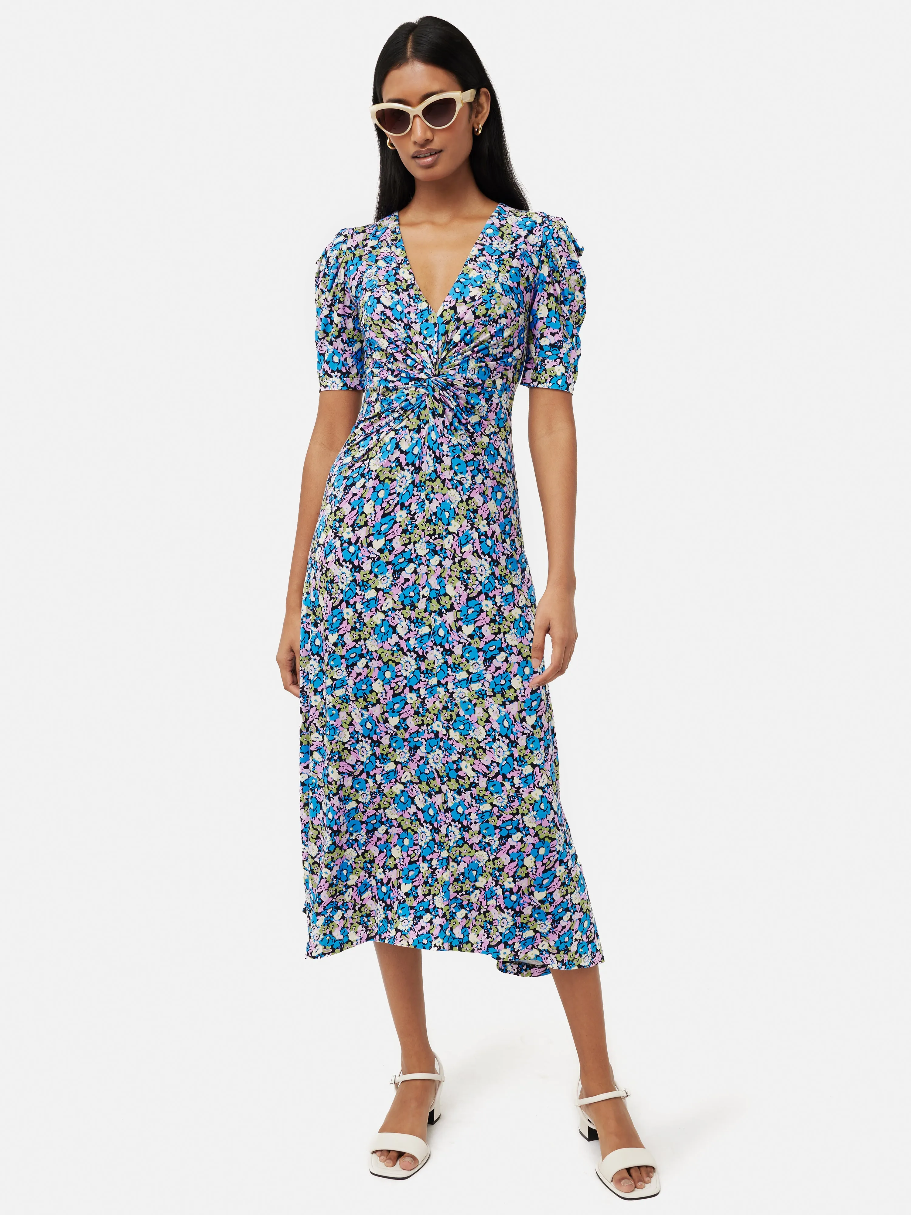 Vintage Floral Jersey Dress | Blue sold by Jigsaw product image thumbnail 3